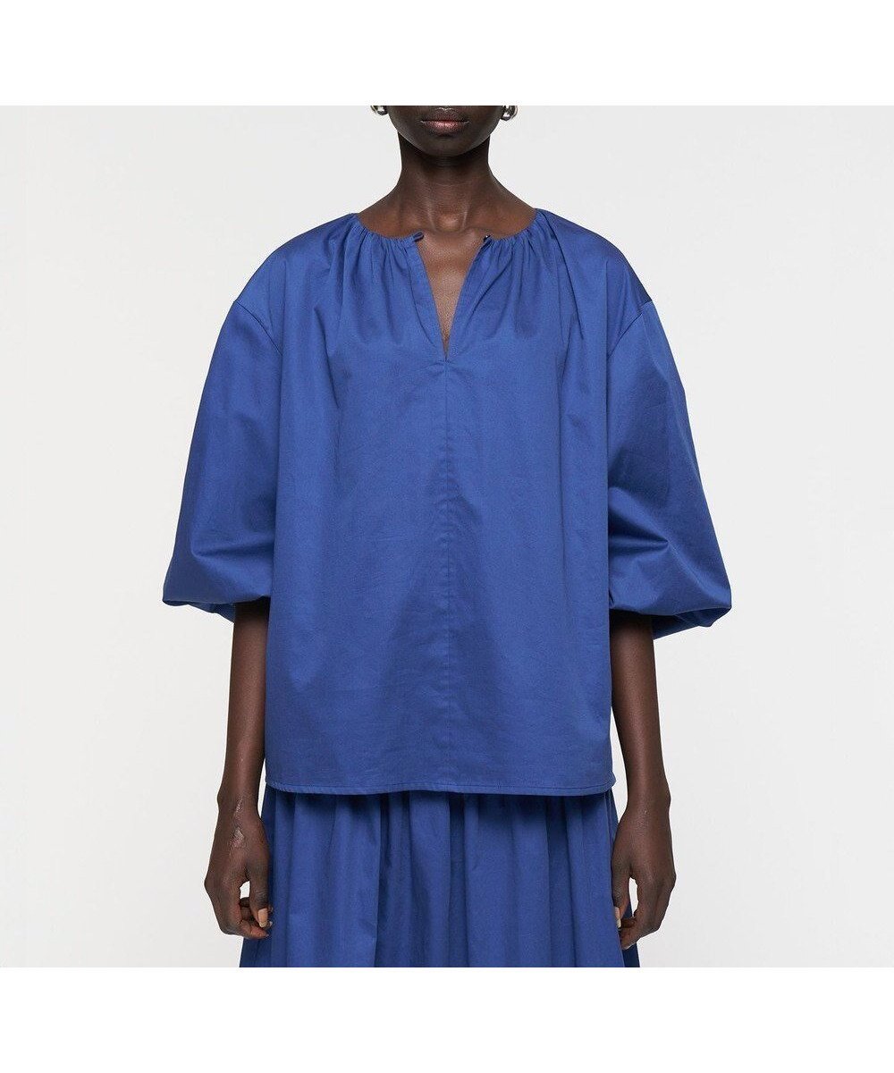 【ジョゼフ/JOSEPH】の【洗える】コットンサティーン ブラウス インテリア・キッズ・メンズ・レディースファッション・服の通販 founy(ファニー) ファッション Fashion レディースファッション Fashion for Women トップス・カットソー Cut & Sew Tops シャツ・ブラウス・オフィスカジュアル Elegant Blouses & Button-Ups なめらか Smooth, Silky Texture カフス Cuff Design ギャザー Gathered, Ruffled スリーブ Sleeve, Long Sleeve / Short Sleeve バルーン Balloon, Balloon Silhouette フィット Fit, Slim Fit リラックス Relax, Relaxed Fit エレガント 上品 Elegant 洗える Machine Washable A/W・秋冬 Autumn/Winter Cobalt|ID: prp329100004625716 ipo3291000000033235990