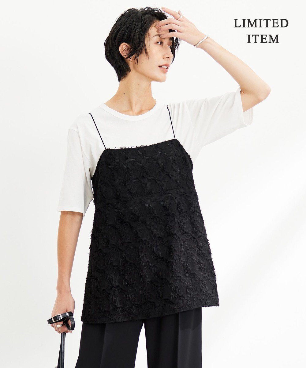 【アイシービー/iCB】の【WEB限定】 ハンドトゥースジャガード キャミブラウス 人気、トレンドファッション・服の通販 founy(ファニー) 　ファッション　Fashion　レディースファッション　Fashion for Women　トップス・カットソー　Cut & Sew Tops　キャミソール&ノースリーブ　Camisoles & Sleeveless Tops　シャツ・ブラウス・オフィスカジュアル　Elegant Blouses & Button-Ups　2024年　2024　2024春夏・S/S　Spring/Summer 2024 SS24　エレガント 上品　Elegant　カッティング　Cutting Detail　シンプル　Simple, Minimal　ジャカード／ジャガード　Jacquard, Woven Pattern　ハウンドトゥース　Houndstooth, Dogtooth Check　フレア　Flare, Flared　夏　Summer　春　Spring　S/S・春夏　SS, Spring/Summer, Warm Season　 other-1|ID: prp329100004625810 ipo3291000000033659536