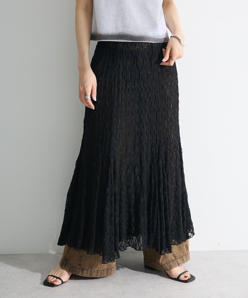 【グリーンパークス/Green Parks】の2WAYパネル切り替えレースフレアスカート インテリア・キッズ・メンズ・レディースファッション・服の通販 founy(ファニー) 　ファッション　Fashion　レディースファッション　Fashion for Women　スカート　Skirts　Aライン・フレアスカート　A-Line & Flared Skirts　おすすめ　Recommended / Our Picks　ジャケット　Jacket, Outerwear　タンク　Tank Top, Sleeveless Top　フレア　Flare, Flared　ペチコート　Petticoat, Underskirt　ポケット　Pocket, Pocket Detail　レース　Lace, Lace Fabric　ロング　Long, Long-Length　エレガント 上品　Elegant　A/W・秋冬　Autumn/Winter　Black|ID: prp329100004625820 ipo3291000000033716526
