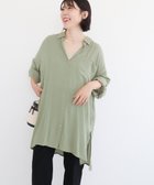 【グリーンパークス/Green Parks】のI ターンバック長袖レーヨンチュニック Khaki|ID: prp329100004625827 ipo3291000000033325694