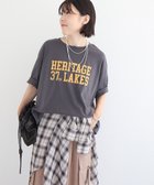 【グリーンパークス/Green Parks】のカレッジロゴ刺繍5分袖チュニック Charcoal Gray|ID: prp329100004625829 ipo3291000000033325697