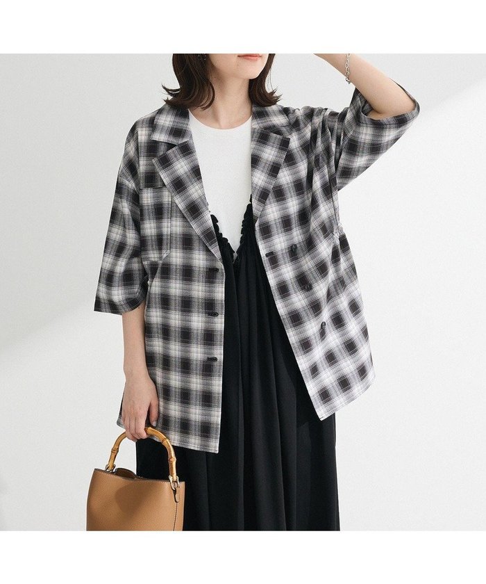 【グリーンパークス/Green Parks】のチェック5分袖ジャケット インテリア・キッズ・メンズ・レディースファッション・服の通販 founy(ファニー) https://founy.com/ ファッション Fashion レディースファッション Fashion for Women アウター Coat / Outerwear Collection レディースジャケット・軽アウター Jackets おすすめ Recommended / Our Picks ジャケット Jacket, Outerwear チェック Check, Plaid, Tartan ベスト Vest, Waistcoat ポケット Pocket, Pocket Detail A/W・秋冬 Autumn/Winter |ID: prp329100004625833 ipo3291000000033716569