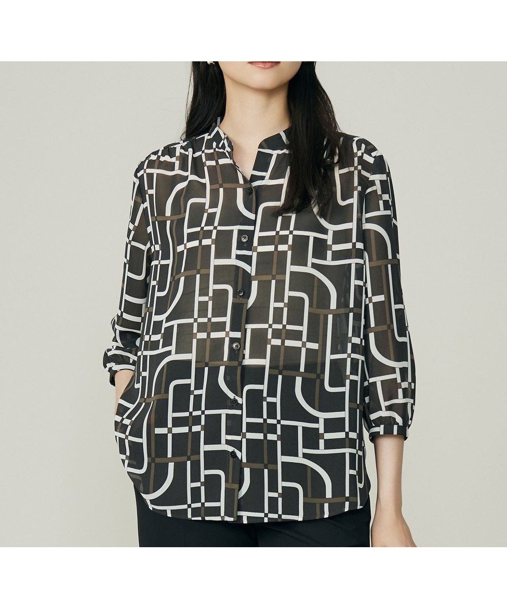 【自由区/JIYU-KU】のジオメトリックレトロプリント ブラウス 人気、トレンドファッション・服の通販 founy(ファニー) ファッション Fashion レディースファッション Fashion for Women トップス・カットソー Cut & Sew Tops シャツ・ブラウス・オフィスカジュアル Elegant Blouses & Button-Ups カーディガン Cardigan, Knitwear ギャザー Gathered, Ruffled ジャケット Jacket, Outerwear ジョーゼット Georgette, Semi-Sheer Fabric スキッパー Skipper, Open Collar ドレープ Drape, Draping Fabric パターン Pattern, Design Print A/W・秋冬 Autumn/Winter other-1|ID: prp329100004625860 ipo3291000000033237580