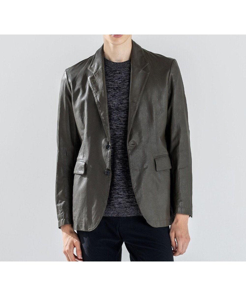 【ジョゼフ オム/JOSEPH HOMME / MEN】の新素材【シャツ感覚で羽織れる軽さ】シュリンクエアレザー ジャケット インテリア・キッズ・メンズ・レディースファッション・服の通販 founy(ファニー) 　ファッション　Fashion　メンズファッション　Fashion for Men　アウター　Men's Coats Outerwear　テーラードジャケット　Tailored Jackets & Blazers　エレガント 上品　Elegant　ジャケット　Jacket, Outerwear　スラックス　Slacks, Dress Pants　センター　Center, Center Line　デニム　Denim, Jeans Material　フラップ　Flap, Flap Pocket　ベーシック　Basic, Essential　ポケット　Pocket, Pocket Detail　A/W・秋冬　Autumn/Winter　S/S・春夏　SS, Spring/Summer, Warm Season　新作・新入荷　New Arrivals / New In　夏　Summer　ダークグリーン系|ID: prp329100004626519 ipo3291000000033246079