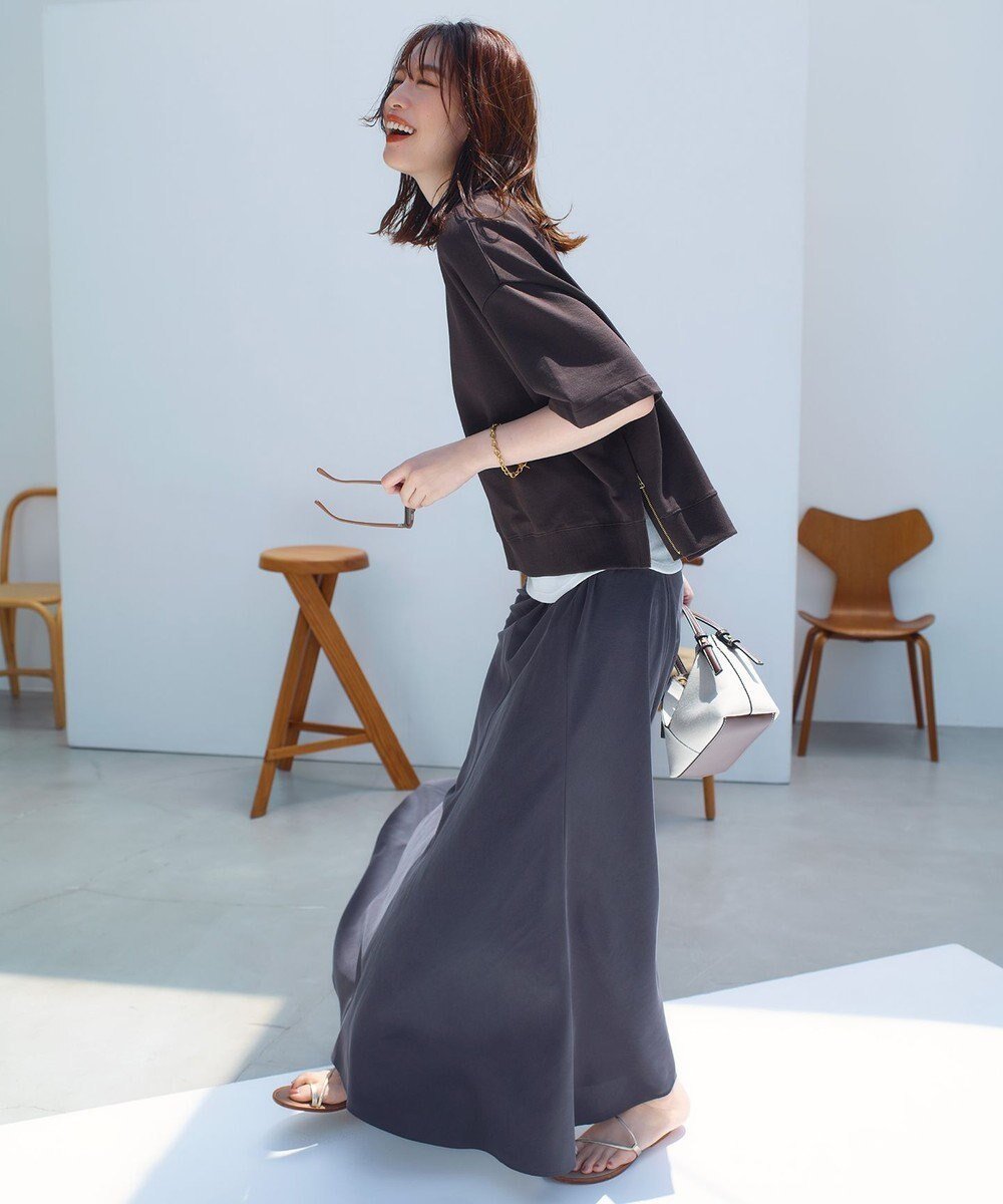【アンフィーロ 自由区/UNFILO】のフィブリル ロングスカート インテリア・キッズ・メンズ・レディースファッション・服の通販 founy(ファニー) ファッション Fashion レディースファッション Fashion for Women スカート Skirts ロングスカート Long Skirts / Maxi & Midi Skirts ジャケット Jacket, Outerwear スウェット / スエット Sweatshirt, Sweatwear ドレープ Drape, Draping Fabric フィット Fit, Slim Fit フレア Flare, Flared リラックス Relax, Relaxed Fit ロング Long, Long-Length ヴィンテージ Vintage Style エレガント 上品 Elegant 夏 Summer 春 Spring S/S・春夏 SS, Spring/Summer, Warm Season 秋 Autumn チャコール|ID: prp329100004626852 ipo3291000000033544396