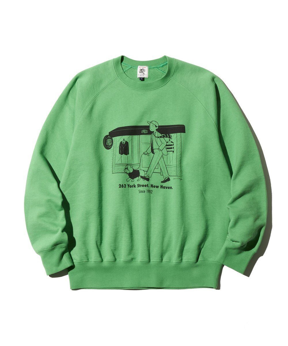 【ジェイ プレス/J.PRESS / MEN】の【AaronChang】【UNISEX】ラグランスリーブ スウェット インテリア・キッズ・メンズ・レディースファッション・服の通販 founy(ファニー) 　ファッション　Fashion　レディースファッション　Fashion for Women　トップス・カットソー　Cut & Sew Tops　レディースパーカー・カジュアルフーディー　Casual Hoodies & Sweatshirts　スウェット・クルーネックトップス　Sweatshirts & Crewnecks / Relaxed Fit Sweat Tops　アイビー　Ivy Pattern　アメリカン　American Style　イラスト　Illustration　コラボ　Collaboration, Collab　コレクション　Collection, Seasonal Line　スウェット / スエット　Sweatshirt, Sweatwear　スリーブ　Sleeve, Long Sleeve / Short Sleeve　スーピマ　Supima, Premium Cotton　雑誌　Magazine, Fashion Magazine　プリント　Print, Printed Pattern　ユニセックス　Unisex, Genderless　A/W・秋冬　Autumn/Winter　S/S・春夏　SS, Spring/Summer, Warm Season　夏　Summer　グリーン系|ID: prp329100004627753 ipo3291000000033262791