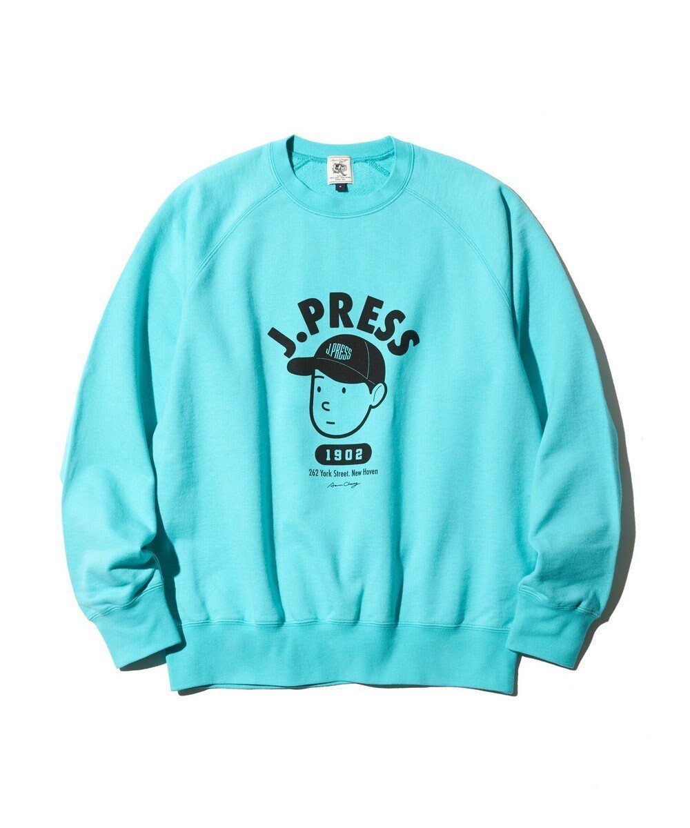 【ジェイ プレス/J.PRESS / MEN】の【AaronChang】【UNISEX】ラグランスリーブ スウェット インテリア・キッズ・メンズ・レディースファッション・服の通販 founy(ファニー) 　ファッション　Fashion　レディースファッション　Fashion for Women　トップス・カットソー　Cut & Sew Tops　レディースパーカー・カジュアルフーディー　Casual Hoodies & Sweatshirts　スウェット・クルーネックトップス　Sweatshirts & Crewnecks / Relaxed Fit Sweat Tops　アイビー　Ivy Pattern　アメリカン　American Style　イラスト　Illustration　コラボ　Collaboration, Collab　コレクション　Collection, Seasonal Line　スウェット / スエット　Sweatshirt, Sweatwear　スリーブ　Sleeve, Long Sleeve / Short Sleeve　スーピマ　Supima, Premium Cotton　雑誌　Magazine, Fashion Magazine　プリント　Print, Printed Pattern　ユニセックス　Unisex, Genderless　A/W・秋冬　Autumn/Winter　S/S・春夏　SS, Spring/Summer, Warm Season　夏　Summer　ターコイズブルー系|ID: prp329100004627753 ipo3291000000033262792