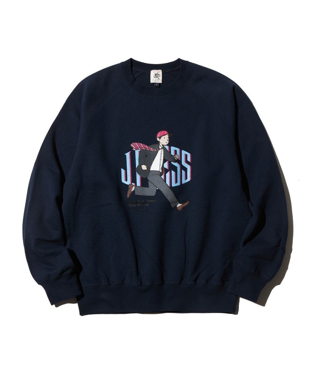 【ジェイ プレス/J.PRESS / MEN】の【AaronChang】【UNISEX】ラグランスリーブ スウェット インテリア・キッズ・メンズ・レディースファッション・服の通販 founy(ファニー) 　ファッション　Fashion　レディースファッション　Fashion for Women　トップス・カットソー　Cut & Sew Tops　レディースパーカー・カジュアルフーディー　Casual Hoodies & Sweatshirts　スウェット・クルーネックトップス　Sweatshirts & Crewnecks / Relaxed Fit Sweat Tops　アイビー　Ivy Pattern　アメリカン　American Style　イラスト　Illustration　コラボ　Collaboration, Collab　コレクション　Collection, Seasonal Line　スウェット / スエット　Sweatshirt, Sweatwear　スリーブ　Sleeve, Long Sleeve / Short Sleeve　スーピマ　Supima, Premium Cotton　雑誌　Magazine, Fashion Magazine　プリント　Print, Printed Pattern　ユニセックス　Unisex, Genderless　A/W・秋冬　Autumn/Winter　S/S・春夏　SS, Spring/Summer, Warm Season　夏　Summer　ネイビー系|ID: prp329100004627753 ipo3291000000033262793