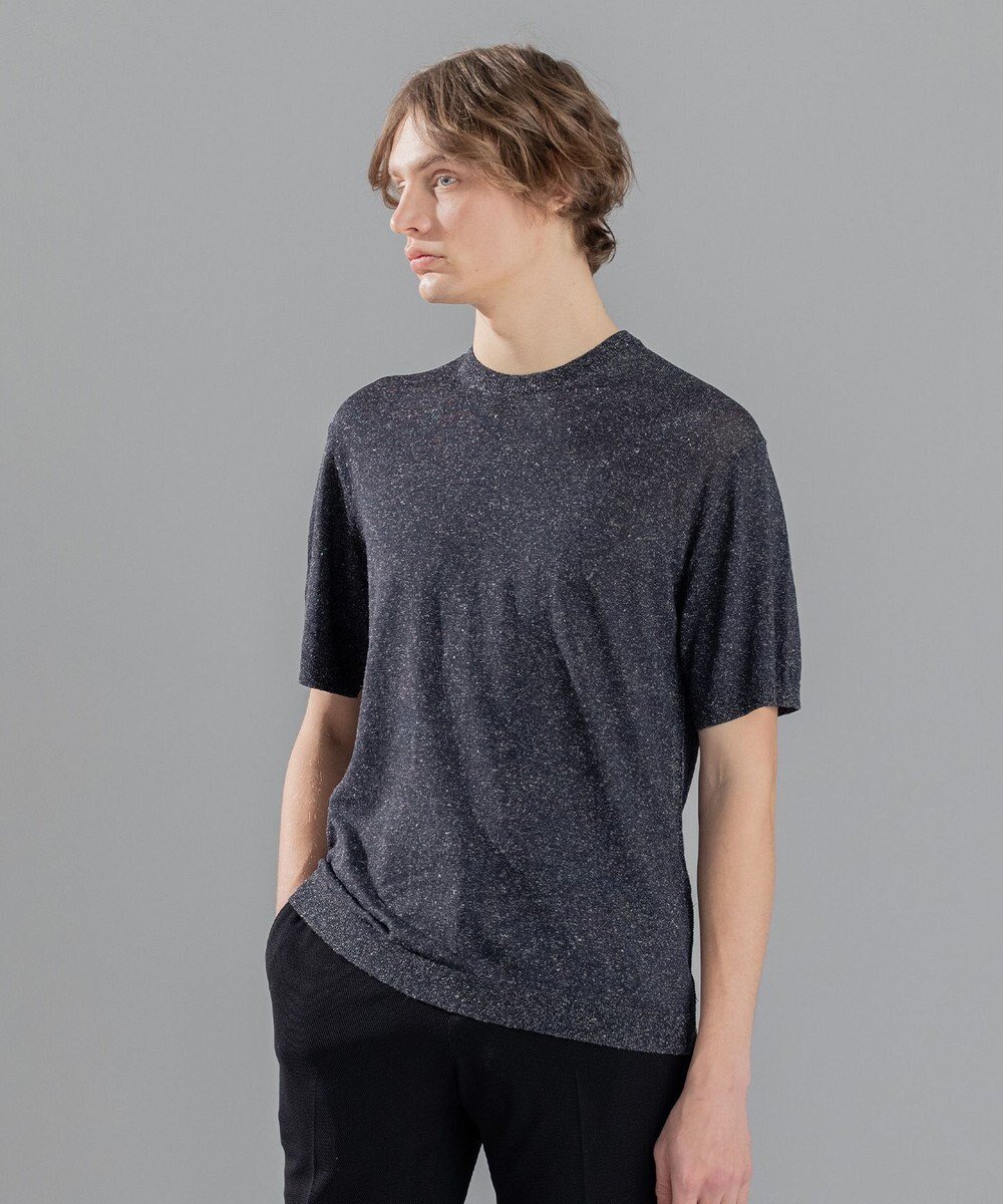 【ジョゼフ オム/JOSEPH HOMME / MEN】のリネンナイロンプレーン 半袖クルーネックニット インテリア・キッズ・メンズ・レディースファッション・服の通販 founy(ファニー) 　ファッション　Fashion　メンズファッション　Fashion for Men　トップス・カットソー　Cut & Sew Tops　ニット・セーター / 定番トップス　Knit Tops & Sweaters　おすすめ　Recommended / Our Picks　アンサンブル　Ensemble Set　カーディガン　Cardigan, Knitwear　シンプル　Simple, Minimal　ジャケット　Jacket, Outerwear　セーター　Sweater, Knitwear　メランジ　Melange, Mixed Yarn　エレガント 上品　Elegant　再入荷　Restock / Back in Stock　半袖　Short Sleeve, Half Sleeve　夏　Summer　A/W・秋冬　Autumn/Winter　ブラック系|ID: prp329100004627756 ipo3291000000033344465