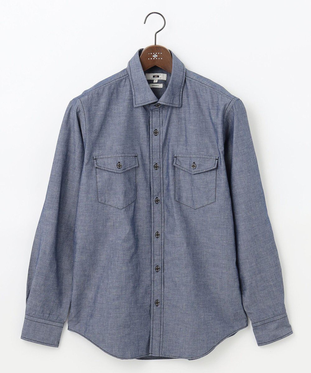 【ジョセフ アブード/JOSEPH ABBOUD / MEN】の【JOE COTTON使用】オーガニックコットンダンガリー シャツ インテリア・キッズ・メンズ・レディースファッション・服の通販 founy(ファニー) 　ファッション　Fashion　メンズファッション　Fashion for Men　トップス・カットソー　Cut & Sew Tops　メンズシャツ　Shirts　インナー　Innerwear　シャンブレー　Chambray, Denim-Like Fabric　シンプル　Simple, Minimal　ジャケット　Jacket, Outerwear　ダンガリー　Dungaree, Chambray　ヴィンテージ　Vintage Style　再入荷　Restock / Back in Stock　別注　Limited Edition, Custom Order　夏　Summer　春　Spring　S/S・春夏　SS, Spring/Summer, Warm Season　ネイビー系|ID: prp329100004629416 ipo3291000000033286635