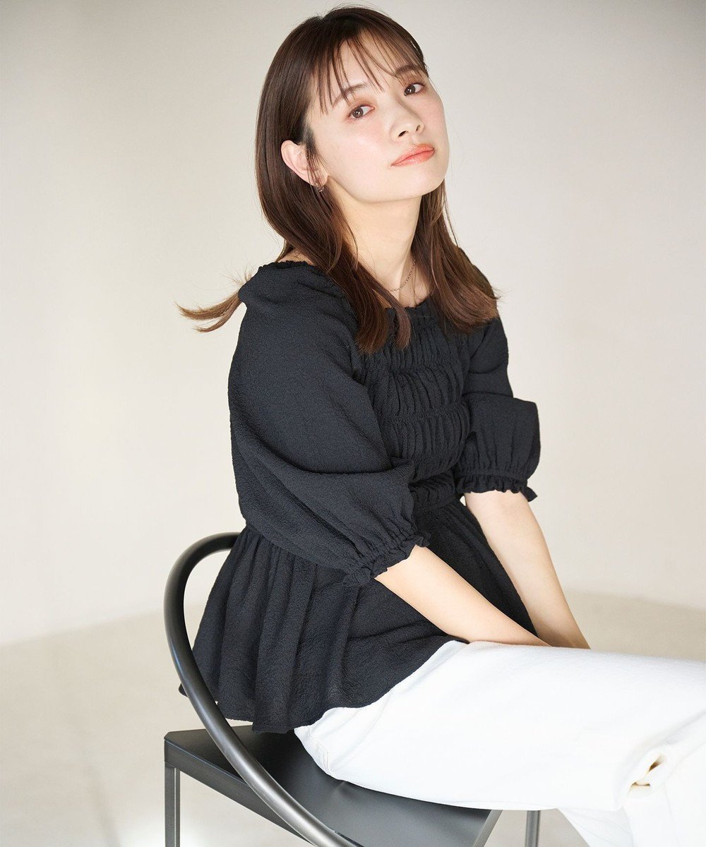 【ハッシュニュアンス/#Newans】の2WAYシャーリングペプラムブラウス インテリア・キッズ・メンズ・レディースファッション・服の通販 founy(ファニー) 　ファッション　Fashion　レディースファッション　Fashion for Women　トップス・カットソー　Cut & Sew Tops　シャツ・ブラウス・オフィスカジュアル　Elegant Blouses & Button-Ups　シャーリング　Shirring, Ruched　ショルダー　Shoulder, Shoulder Strap　スクエア　Square, Square Shape　タートルネック　Turtleneck, High Neck　フェミニン　Feminine, Girly　ペプラム　Peplum, Flared Hem　再入荷　Restock / Back in Stock　夏　Summer　春　Spring　S/S・春夏　SS, Spring/Summer, Warm Season　ブラック|ID: prp329100004629775 ipo3291000000033294703