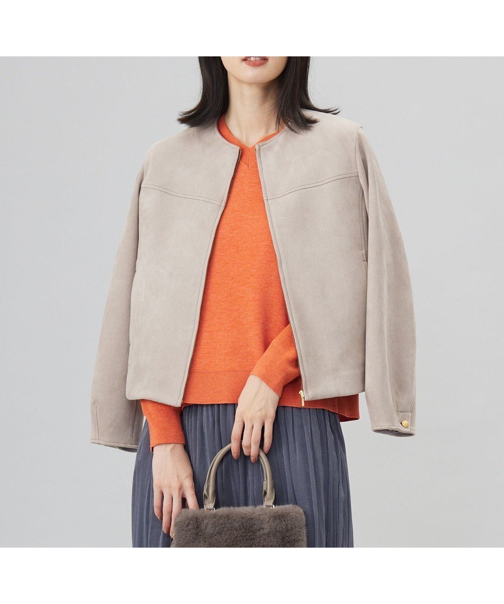 【ジェイ プレス/J.PRESS】のスウェードダンボール ブルゾン インテリア・キッズ・メンズ・レディースファッション・服の通販 founy(ファニー) 　ファッション　Fashion　レディースファッション　Fashion for Women　アウター　Coat / Outerwear Collection　レディースジャケット・軽アウター　Jackets　ブルゾンジャケット・スポーティアウター　Blouson Jackets　ジャケット　Jacket, Outerwear　ストレッチ　Stretch, Stretchy Fabric　スリーブ　Sleeve, Long Sleeve / Short Sleeve　ブルゾン　Blouson, Bomber Jacket　ポケット　Pocket, Pocket Detail　ヨーク　Yoke, Yoke Design　エレガント 上品　Elegant　冬　Winter / This Winter　A/W・秋冬　Autumn/Winter　羽織　Haori, Light Jacket　ビジネス 仕事 通勤　Business / Work / Commuting　グレージュ系|ID: prp329100004630231 ipo3291000000034377501