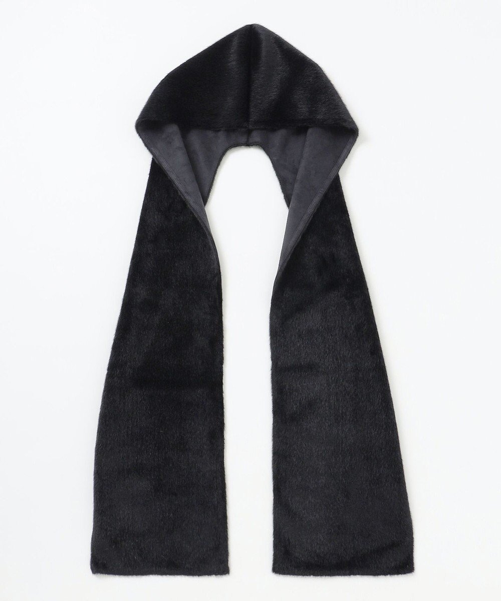 【自由区/JIYU-KU】のエコミンクフード付き ストール インテリア・キッズ・メンズ・レディースファッション・服の通販 founy(ファニー) 　ファッション　Fashion　レディースファッション　Fashion for Women　おすすめ　Recommended / Our Picks　ショール　Shawl, Wrap　ストール　Stole, Wrap　マフラー　Scarf, Muffler　リアル　Real, Realistic　リバーシブル　Reversible, Two-Sided　A/W・秋冬　Autumn/Winter　防寒　Cold Protection, Winter-Ready　ブラック系|ID: prp329100004630245 ipo3291000000034526377
