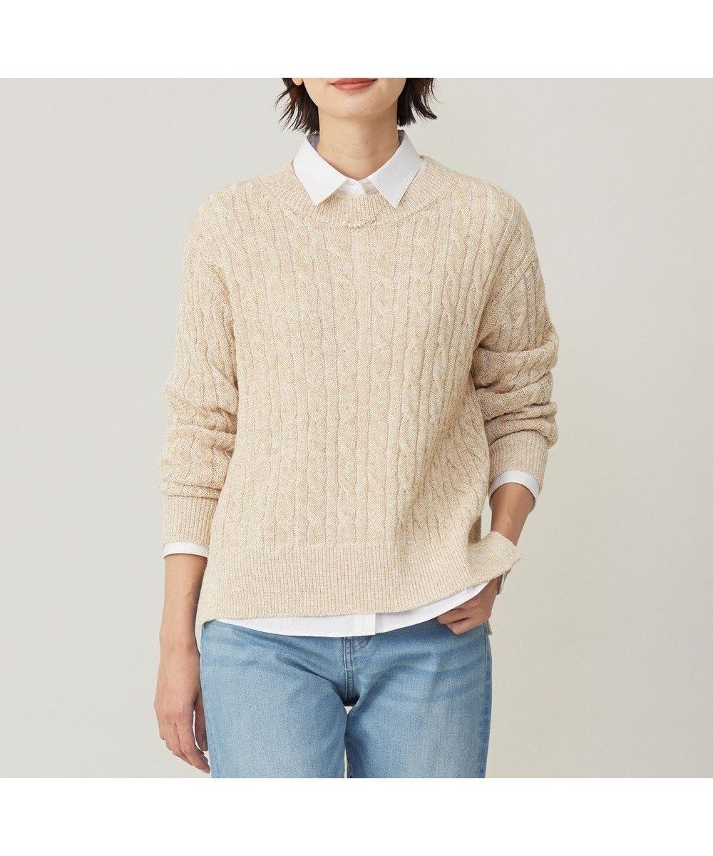 【ジェイ プレス/J.PRESS】の【洗える】MIX COLOR SLUB ケーブル ニット インテリア・キッズ・メンズ・レディースファッション・服の通販 founy(ファニー) ファッション Fashion レディースファッション Fashion for Women トップス・カットソー Cut & Sew Tops ニット Knit Tops & Sweaters おすすめ Recommended / Our Picks スリット Slit, Slit Detail セーター Sweater, Knitwear フレア Flare, Flared ミックス Mix, Mixed Style ワイド Wide, Wide Fit 洗える Machine Washable A/W・秋冬 Autumn/Winter ベージュ系|ID: prp329100004630335 ipo3291000000034231082