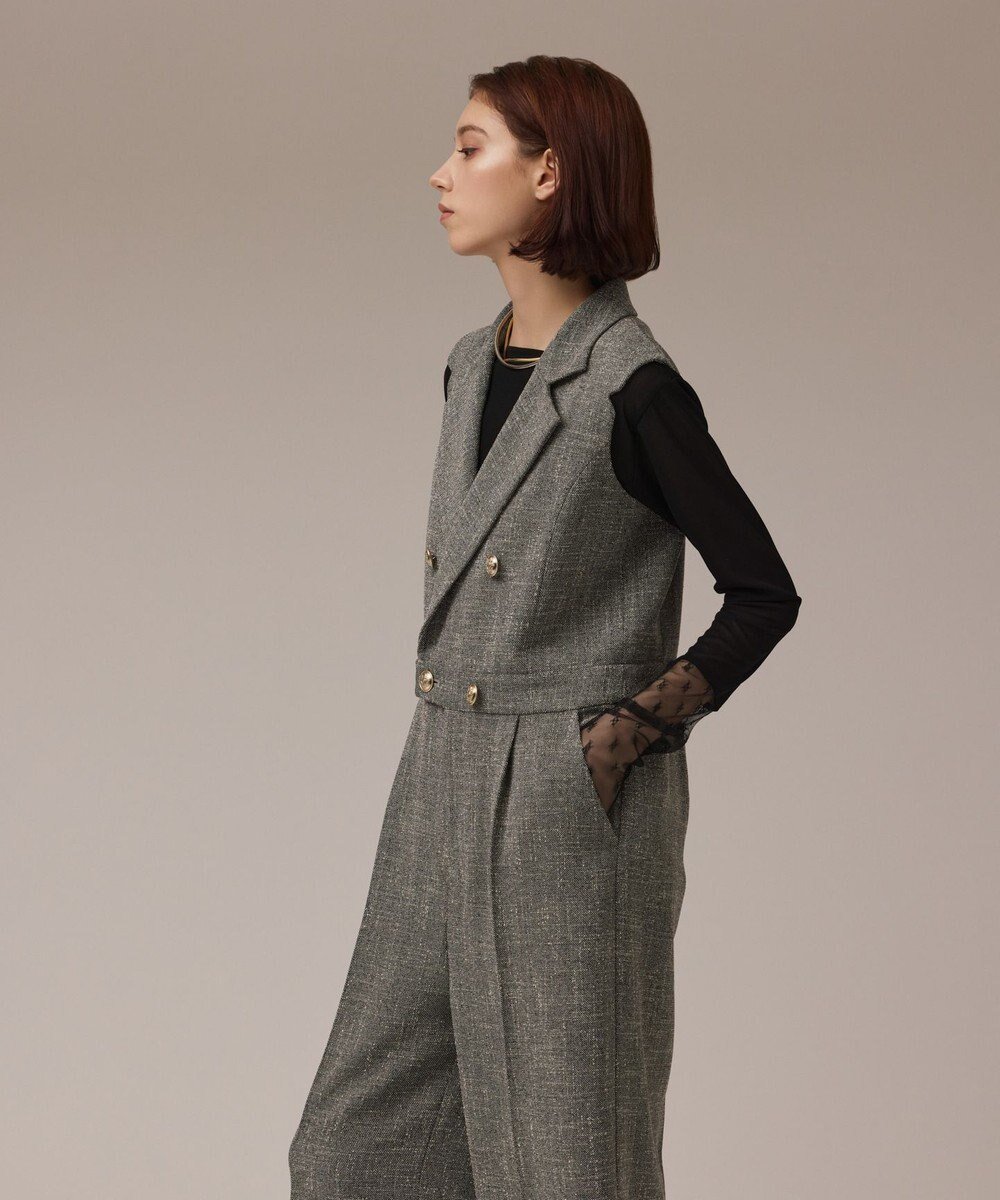 【グレース コンチネンタル/GRACE CONTINENTAL】のツイードテーラーサロペット インテリア・キッズ・メンズ・レディースファッション・服の通販 founy(ファニー) 　ファッション　Fashion　レディースファッション　Fashion for Women　ワンピース　Dresses　オールインワン・ワンピース　Dresses and Jumpsuits　サロペット&オールインワン　Dungarees & Jumpsuit Styles　サマー　Summer, Summer Style　サロペット　Overalls, Salopette　ストレート　Straight, Straight Cut　スリーブ　Sleeve, Long Sleeve / Short Sleeve　センター　Center, Center Line　ツイード　Twill, Twill Weave　テーラード　Tailored, Tailored Fit　ネップ　Nepp, Slub Yarn　ハイネック　High Neck, Mock Neck　メタル　Metal, Metal Parts　ロング　Long, Long-Length　夏　Summer　定番　Standard, Basic Item　春　Spring　S/S・春夏　SS, Spring/Summer, Warm Season　秋　Autumn　グレー|ID: prp329100004630375 ipo3291000000033303725