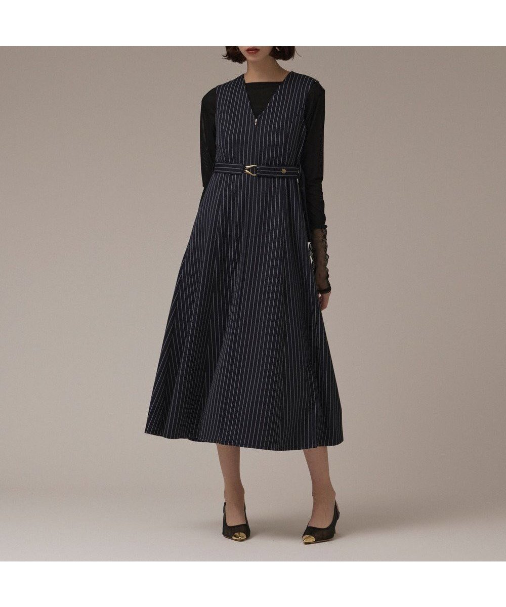 【グレース コンチネンタル/GRACE CONTINENTAL】のストライプジャージワンピース インテリア・キッズ・メンズ・レディースファッション・服の通販 founy(ファニー) 　ファッション　Fashion　レディースファッション　Fashion for Women　ワンピース　Dresses　カットソー　Cut and Sewn Top　ストライプ　Stripe, Striped Pattern　ストレッチ　Stretch, Stretchy Fabric　フィット　Fit, Slim Fit　フレア　Flare, Flared　マニッシュ　Mannish, Boyish　ロング　Long, Long-Length　夏　Summer　秋　Autumn　A/W・秋冬　Autumn/Winter　ネイビー|ID: prp329100004630376 ipo3291000000033303729