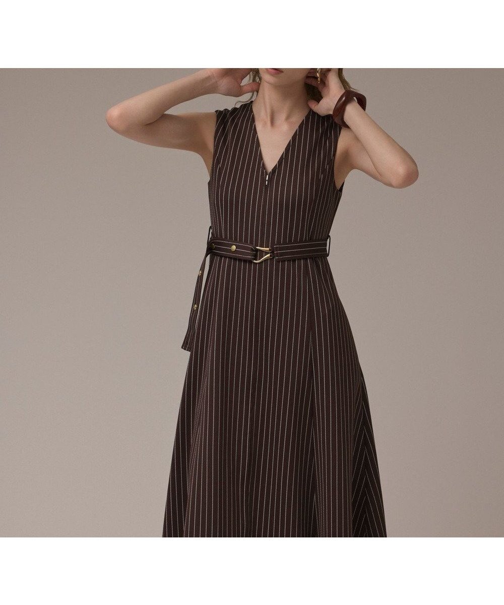 【グレース コンチネンタル/GRACE CONTINENTAL】のストライプジャージワンピース インテリア・キッズ・メンズ・レディースファッション・服の通販 founy(ファニー) 　ファッション　Fashion　レディースファッション　Fashion for Women　ワンピース　Dresses　カットソー　Cut and Sewn Top　ストライプ　Stripe, Striped Pattern　ストレッチ　Stretch, Stretchy Fabric　フィット　Fit, Slim Fit　フレア　Flare, Flared　マニッシュ　Mannish, Boyish　ロング　Long, Long-Length　夏　Summer　秋　Autumn　A/W・秋冬　Autumn/Winter　ブラウン|ID: prp329100004630376 ipo3291000000033303730