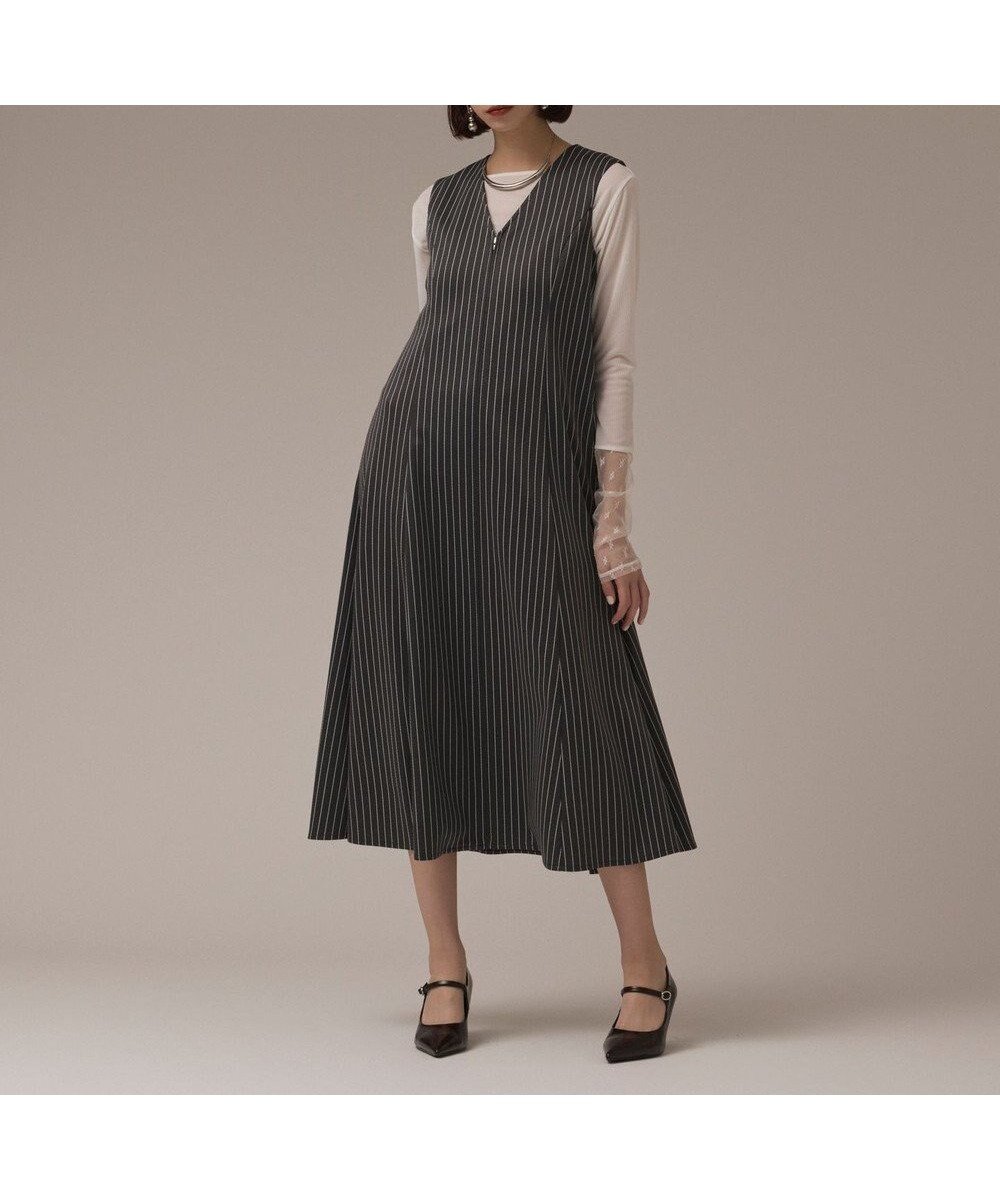 【グレース コンチネンタル/GRACE CONTINENTAL】のストライプジャージワンピース インテリア・キッズ・メンズ・レディースファッション・服の通販 founy(ファニー) 　ファッション　Fashion　レディースファッション　Fashion for Women　ワンピース　Dresses　カットソー　Cut and Sewn Top　ストライプ　Stripe, Striped Pattern　ストレッチ　Stretch, Stretchy Fabric　フィット　Fit, Slim Fit　フレア　Flare, Flared　マニッシュ　Mannish, Boyish　ロング　Long, Long-Length　夏　Summer　秋　Autumn　A/W・秋冬　Autumn/Winter　グレー|ID: prp329100004630376 ipo3291000000033303732