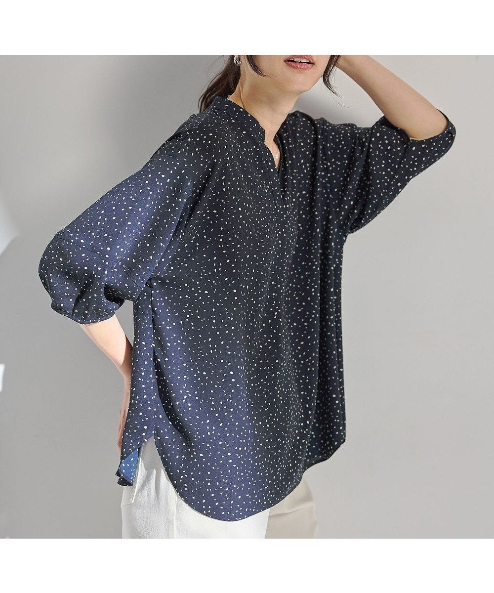 【エニー/ANY】のドルマンスキッパードットブラウス インテリア・キッズ・メンズ・レディースファッション・服の通販 founy(ファニー) ファッション Fashion レディースファッション Fashion for Women トップス・カットソー Cut & Sew Tops シャツ・ブラウス・オフィスカジュアル Elegant Blouses & Button-Ups ジョーゼット Georgette, Semi-Sheer Fabric スキッパー Skipper, Open Collar スリーブ Sleeve, Long Sleeve / Short Sleeve デニム Denim, Jeans Material ドット Polka Dot, Dot Pattern バランス Balance, Style Balance ボトム Bottoms, Lower Wear エレガント 上品 Elegant 夏 Summer 春 Spring S/S・春夏 SS, Spring/Summer, Warm Season 楽ちん Easy Fit, Comfortable 洗える Machine Washable ビジネス 仕事 通勤 Business / Work / Commuting ネイビー系|ID: prp329100004630403 ipo3291000000033303931