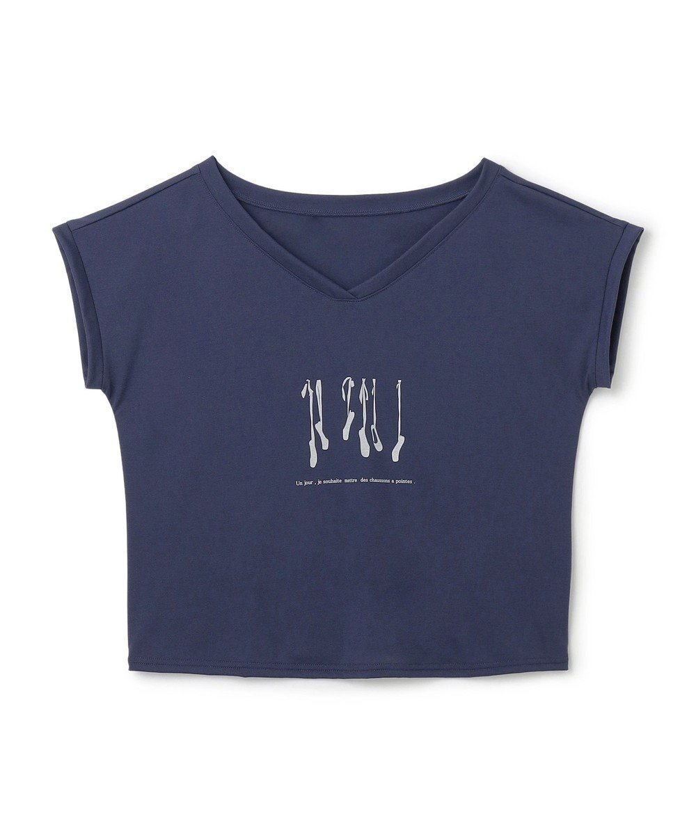 【チャコット/Chacott】のTシャツ インテリア・キッズ・メンズ・レディースファッション・服の通販 founy(ファニー) 　ファッション　Fashion　レディースファッション　Fashion for Women　トップス・カットソー　Cut & Sew Tops　シャツ・ブラウス・オフィスカジュアル　Elegant Blouses & Button-Ups　ロングTシャツ・Tシャツ　Longline T-Shirts & Tees　プリント　Print, Printed Pattern　ネイビー|ID: prp329100004630984 ipo3291000000033476078