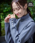 【ティアクラッセ/Tiaclasse】の【洗える】タートルボタンニットトップス ブルー|ID: prp329100004630987 ipo3291000000035520529