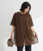 【グリーンパークス/Green Parks】の半袖メッシュドッキングチュニック Brown|ID: prp329100004631097 ipo3291000000033592017