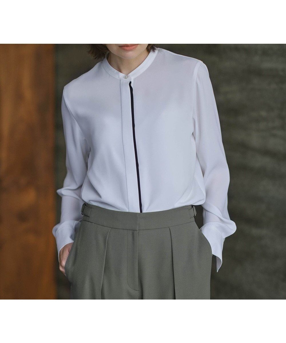 【アイシービー/iCB】の【新色追加・WEB限定カラーあり】BackSatinAmunzen バンドカラーブラウス インテリア・キッズ・メンズ・レディースファッション・服の通販 founy(ファニー) ファッション Fashion レディースファッション Fashion for Women トップス・カットソー Cut & Sew Tops シャツ・ブラウス・オフィスカジュアル Elegant Blouses & Button-Ups インナー Innerwear サテン Satin, Glossy Fabric スーツ Suit, Formalwear 定番 Standard, Basic Item 人気 Popular, Best Seller ハイネック High Neck, Mock Neck プリント Print, Printed Pattern A/W・秋冬 Autumn/Winter 夏 Summer セレモニー Ceremony ビジネス 仕事 通勤 Business / Work / Commuting 2025年 2025 2025-2026秋冬・A/W Autumn/Winter 2025–26 AW25–26 オフホワイト系|ID: prp329100004631109 ipo3291000000034109398