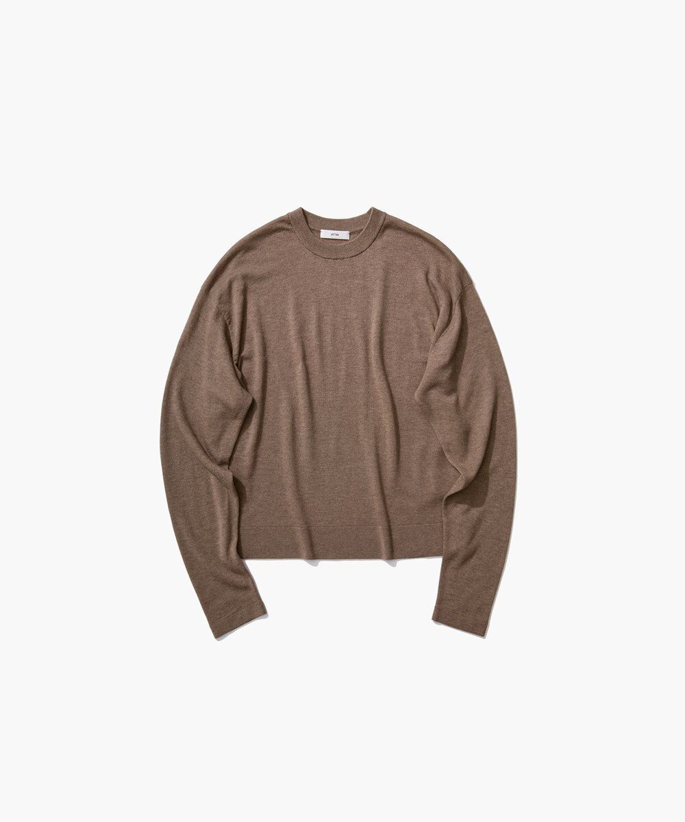 【エイトン/ATON】のGARMENT DYED CASHMERE SILK クルーネックセーター インテリア・キッズ・メンズ・レディースファッション・服の通販 founy(ファニー) 　ファッション　Fashion　レディースファッション　Fashion for Women　トップス・カットソー　Cut & Sew Tops　ニット　Knit Tops & Sweaters　おすすめ　Recommended / Our Picks　アンサンブル　Ensemble Set　ウォッシャブル　Machine Washable　カットソー　Cut and Sewn Top　カーディガン　Cardigan, Knitwear　シルク　Silk, 100% Silk　シンプル　Simple, Minimal　セーター　Sweater, Knitwear　A/W・秋冬　Autumn/Winter　BROWN|ID: prp329100004631171 ipo3291000000033319006