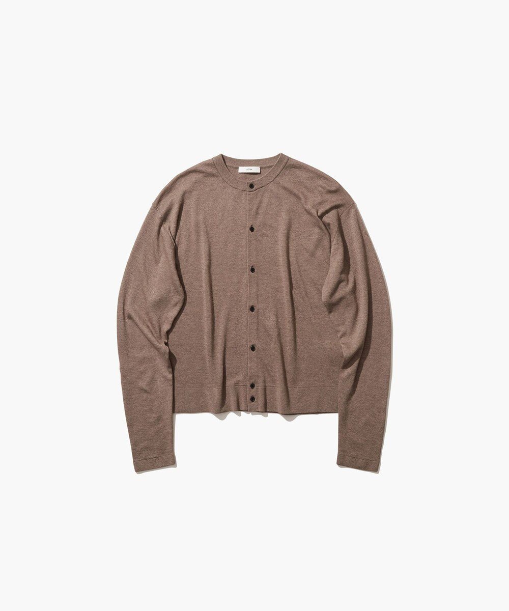 【エイトン/ATON】のGARMENT DYED CASHMERE SILK クルーネックカーディガン インテリア・キッズ・メンズ・レディースファッション・服の通販 founy(ファニー) 　ファッション　Fashion　レディースファッション　Fashion for Women　トップス・カットソー　Cut & Sew Tops　カーディガン・羽織り　Layered Style Cardigans　おすすめ　Recommended / Our Picks　アンサンブル　Ensemble Set　ウォッシャブル　Machine Washable　カットソー　Cut and Sewn Top　カーディガン　Cardigan, Knitwear　シルク　Silk, 100% Silk　シンプル　Simple, Minimal　フロント　Front, Front Design　A/W・秋冬　Autumn/Winter　BROWN|ID: prp329100004631173 ipo3291000000033319020