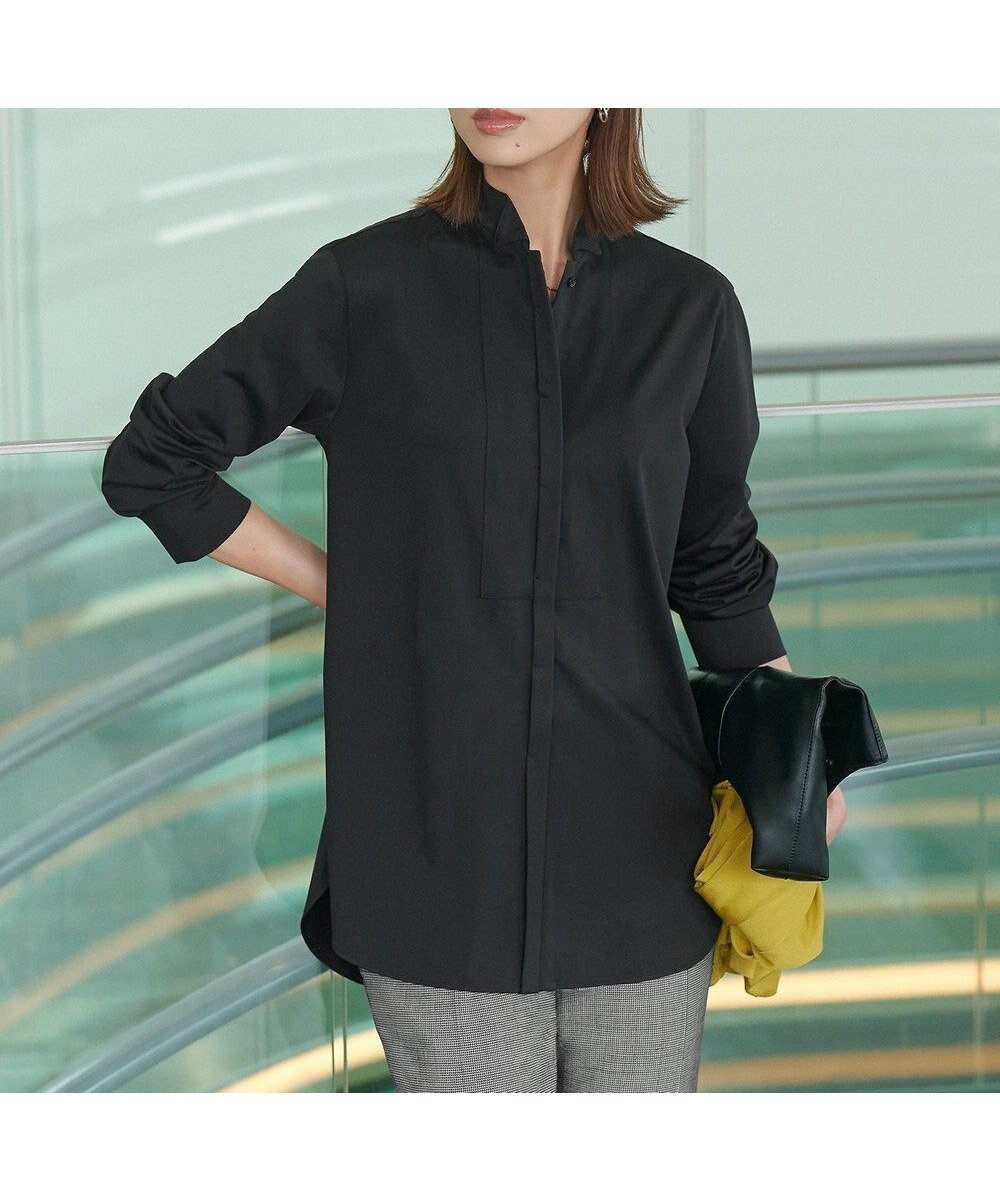 【アイシービー/iCB】の【洗える】 ブラウスライクジャージー ロングカットソー インテリア・キッズ・メンズ・レディースファッション・服の通販 founy(ファニー) ファッション Fashion レディースファッション Fashion for Women トップス・カットソー Cut & Sew Tops シャツ・ブラウス・オフィスカジュアル Elegant Blouses & Button-Ups ロングTシャツ・Tシャツ Longline T-Shirts & Tees カットソー・ベーシックTシャツ Cut-and-Sewn Tops / Stretch Tees & Basics インド Indian Textile 洗える Machine Washable カットソー Cut and Sewn Top カフス Cuff Design ジャケット Jacket, Outerwear リバーシブル Reversible, Two-Sided ロング Long, Long-Length A/W・秋冬 Autumn/Winter エレガント 上品 Elegant 2025年 2025 2025-2026秋冬・A/W Autumn/Winter 2025–26 AW25–26 ブラック系|ID: prp329100004631353 ipo3291000000033931343