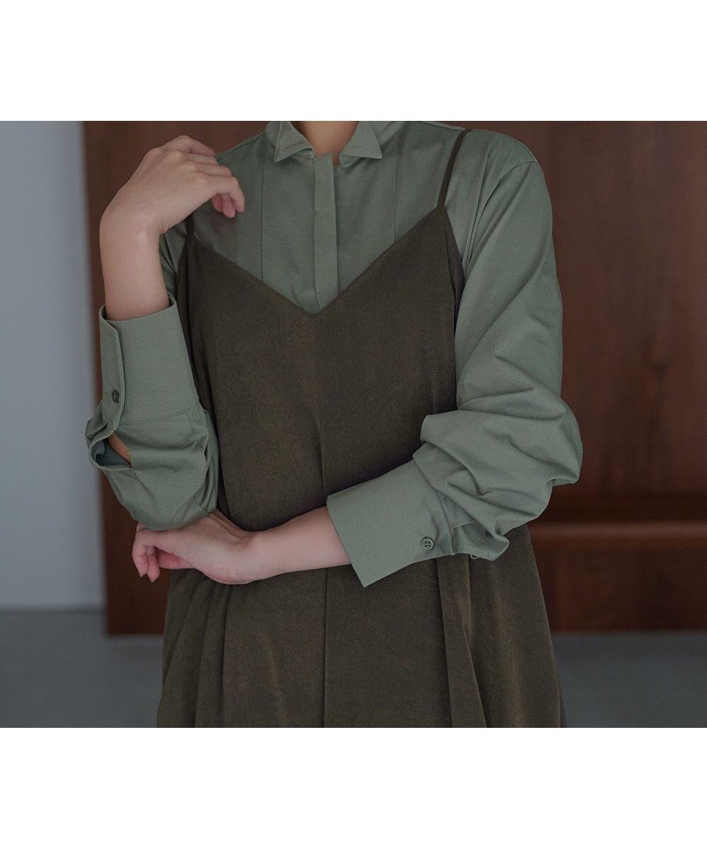 【アイシービー/iCB】の【洗える】 ブラウスライクジャージー ロングカットソー インテリア・キッズ・メンズ・レディースファッション・服の通販 founy(ファニー) ファッション Fashion レディースファッション Fashion for Women トップス・カットソー Cut & Sew Tops シャツ・ブラウス・オフィスカジュアル Elegant Blouses & Button-Ups ロングTシャツ・Tシャツ Longline T-Shirts & Tees カットソー・ベーシックTシャツ Cut-and-Sewn Tops / Stretch Tees & Basics インド Indian Textile 洗える Machine Washable カットソー Cut and Sewn Top カフス Cuff Design ジャケット Jacket, Outerwear リバーシブル Reversible, Two-Sided ロング Long, Long-Length A/W・秋冬 Autumn/Winter エレガント 上品 Elegant 2025年 2025 2025-2026秋冬・A/W Autumn/Winter 2025–26 AW25–26 スモークグリーン系|ID: prp329100004631353 ipo3291000000033931345