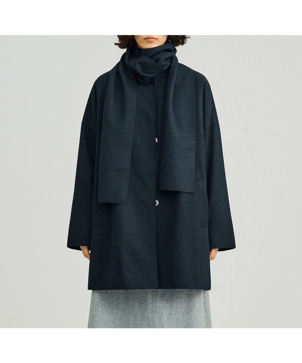 【ジェイプレスヨークストリート/J.PRESS YORK STREET】の【WOMEN】NEEDLE JERSEY マフラー付コート インテリア・キッズ・メンズ・レディースファッション・服の通販 founy(ファニー) 　ファッション　Fashion　レディースファッション　Fashion for Women　アウター　Coat / Outerwear Collection　コート・ロングコート・ピーコート　Long Coats, Peacoats & More　レディースジャケット・軽アウター　Jackets　マフラー・スヌード / 冬小物の定番　Scarves & Mufflers　ジャケット　Jacket, Outerwear　ストール　Stole, Wrap　マフラー　Scarf, Muffler　A/W・秋冬　Autumn/Winter　ブラック系|ID: prp329100004631740 ipo3291000000033330720