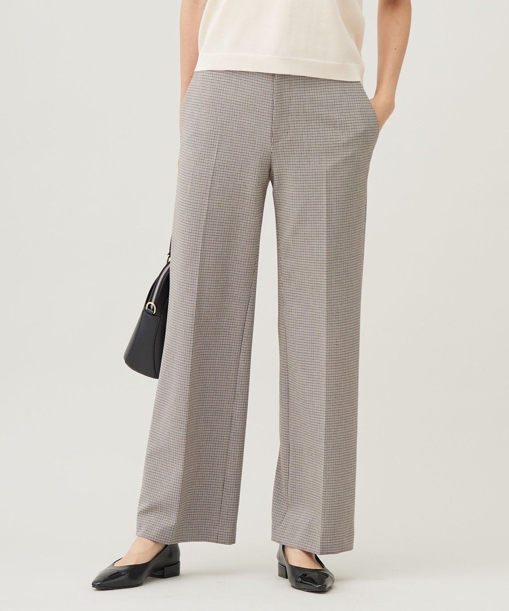 【自由区/JIYU-KU】の【撥水加工・洗える】TRギャバチェック柄ストレート パンツ インテリア・キッズ・メンズ・レディースファッション・服の通販 founy(ファニー) 　ファッション　Fashion　レディースファッション　Fashion for Women　パンツ　Pants & Trousers　洗える　Machine Washable　ギャザー　Gathered, Ruffled　ストレッチ　Stretch, Stretchy Fabric　ストレート　Straight, Straight Cut　チェック　Check, Plaid, Tartan　トレンド　Trend, Trending Now　バランス　Balance, Style Balance　ベーシック　Basic, Essential　ローズ　Rose, Rose Motif　A/W・秋冬　Autumn/Winter　ベージュ系チェック|ID: prp329100004631741 ipo3291000000033683680