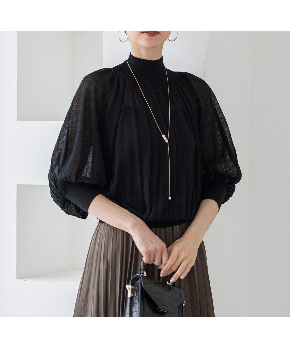 【23区/NIJYUSANKU】の【洗える】シアーギャザー ハイネック ニット インテリア・キッズ・メンズ・レディースファッション・服の通販 founy(ファニー) ファッション Fashion レディースファッション Fashion for Women トップス・カットソー Cut & Sew Tops ニット Knit Tops & Sweaters 洗える Machine Washable 秋 Autumn ギャザー Gathered, Ruffled セーター Sweater, Knitwear ドレープ Drape, Draping Fabric ハイネック High Neck, Mock Neck A/W・秋冬 Autumn/Winter 冬 Winter / This Winter 夏 Summer 2025年 2025 2025-2026秋冬・A/W Autumn/Winter 2025–26 AW25–26 ブラック系|ID: prp329100004631864 ipo3291000000033333049