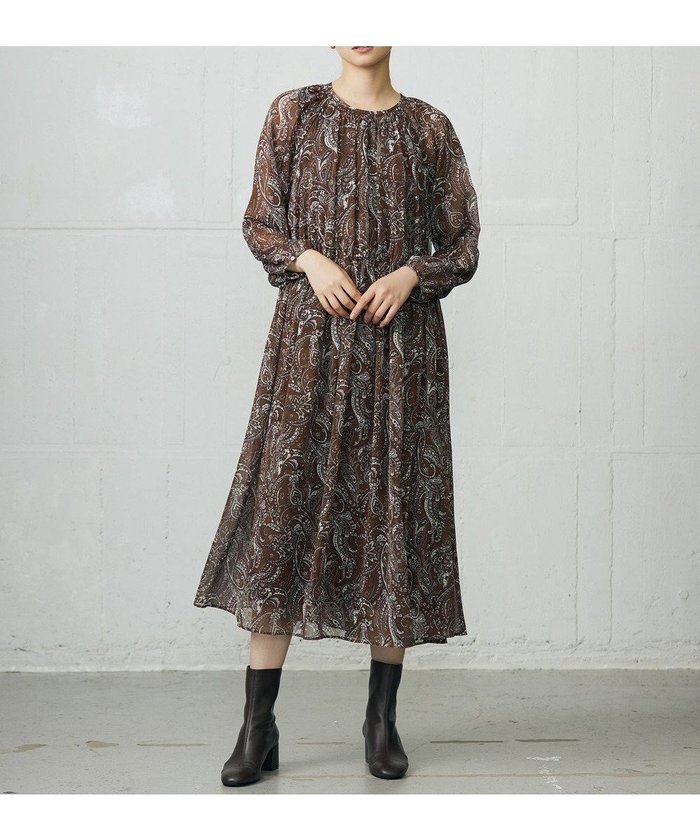 【自由区/JIYU-KU】の【洗える】ペイズリープリント ワンピース インテリア・キッズ・メンズ・レディースファッション・服の通販 founy(ファニー) https://founy.com/ ファッション Fashion レディースファッション Fashion for Women ワンピース Dresses エレガント 上品 Elegant ギャザー Gathered, Ruffled シフォン Chiffon, Lightweight Fabric シャーリング Shirring, Ruched スリーブ Sleeve, Long Sleeve / Short Sleeve プリント Print, Printed Pattern ペイズリー Paisley, Ethnic Pattern 洗える Machine Washable A/W・秋冬 Autumn/Winter |ID: prp329100004631893 ipo3291000000033333229