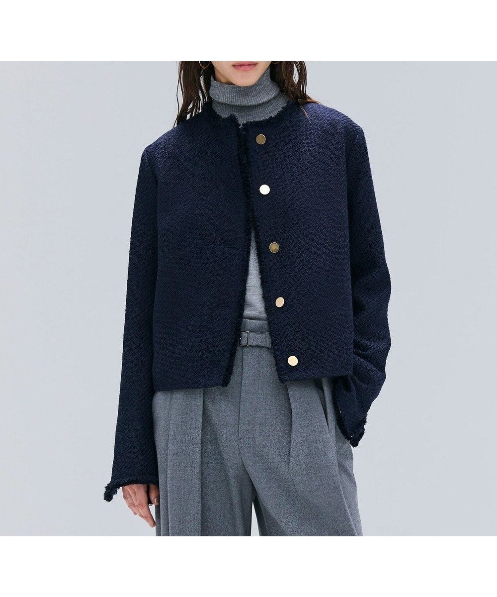 【ベイジ,/BEIGE,】の【Oggi 10月号掲載】MULLIN / ウールツイードメタルボタンノーカラージャケット インテリア・キッズ・メンズ・レディースファッション・服の通販 founy(ファニー) 　雑誌掲載アイテム　Magazine Picks & Fashion Features　ファッション雑誌　Fashion Magazines　オッジ　Oggi　ファッション　Fashion　レディースファッション　Fashion for Women　アウター　Coat / Outerwear Collection　レディースジャケット・軽アウター　Jackets　ノーカラージャケット / シンプル上品コーデ　Collarless Jackets　10月号　October Issue　シンプル　Simple, Minimal　ジャケット　Jacket, Outerwear　セットアップ　Set-Up, Coordinated Outfit　雑誌　Magazine, Fashion Magazine　ダウン　Down, Puffer　ツイード　Twill, Twill Weave　デニム　Denim, Jeans Material　バランス　Balance, Style Balance　フォーマル　Formal, Dressy　フリンジ　Fringe, Tassel　メタル　Metal, Metal Parts　ロング　Long, Long-Length　A/W・秋冬　Autumn/Winter　おすすめ　Recommended / Our Picks　エレガント 上品　Elegant　Midnight|ID: prp329100004631999 ipo3291000000035857864