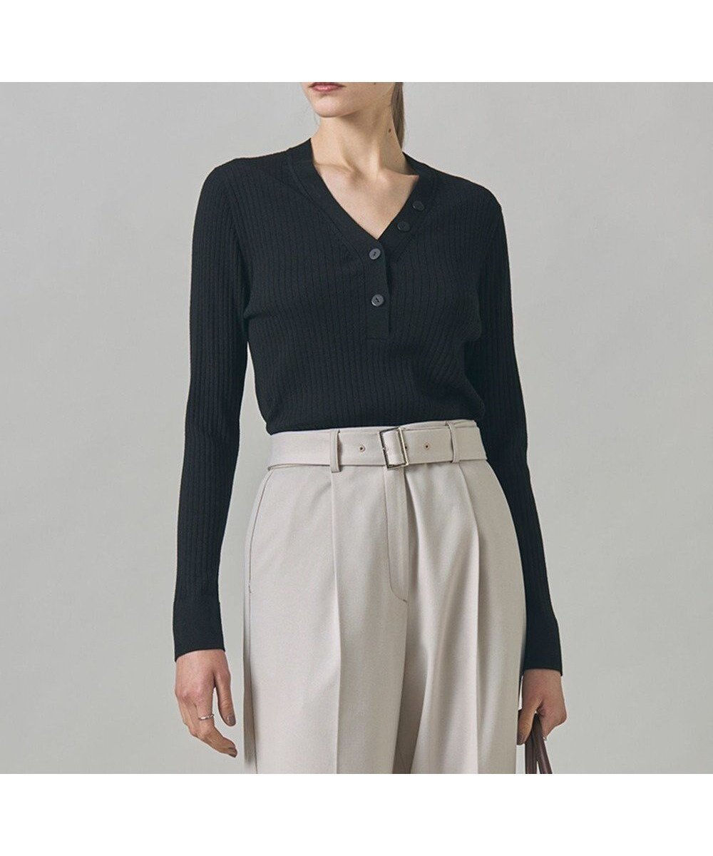 【アイシービー/iCB】の【洗える】エクストラファインメリノリブ ヘンリーネック プルオーバー インテリア・キッズ・メンズ・レディースファッション・服の通販 founy(ファニー) 　ファッション　Fashion　レディースファッション　Fashion for Women　トップス・カットソー　Cut & Sew Tops　ニット　Knit Tops & Sweaters　カジュアルプルオーバー・ニットトップス　Pullovers & Knit Tops / Casual Pullovers　洗える　Machine Washable　カフス　Cuff Design　ジャケット　Jacket, Outerwear　セーター　Sweater, Knitwear　トレンド　Trend, Trending Now　ワイドリブ　Wide Rib, Wide Ribbed Knit　A/W・秋冬　Autumn/Winter　おすすめ　Recommended / Our Picks　2025年　2025　2025-2026秋冬・A/W　Autumn/Winter 2025–26 AW25–26　ブラック系|ID: prp329100004632027 ipo3291000000033389392