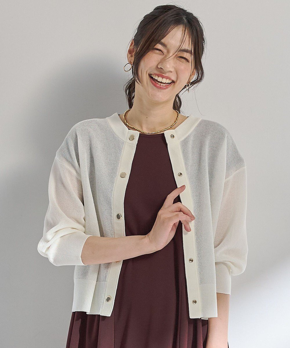 【エニー/ANY】のシアーニットショートカーディガン インテリア・キッズ・メンズ・レディースファッション・服の通販 founy(ファニー) 　ファッション　Fashion　レディースファッション　Fashion for Women　トップス・カットソー　Cut & Sew Tops　ニット　Knit Tops & Sweaters　カーディガン・羽織り　Layered Style Cardigans　インナー　Innerwear　カーディガン　Cardigan, Knitwear　シアー　Sheer, See-Through　ショート　Short, Short Length　タンク　Tank Top, Sleeveless Top　トレンド　Trend, Trending Now　ドット　Polka Dot, Dot Pattern　バランス　Balance, Style Balance　エレガント 上品　Elegant　夏　Summer　春　Spring　S/S・春夏　SS, Spring/Summer, Warm Season　軽量　Lightweight, Ultra Light　エクリュ|ID: prp329100004632028 ipo3291000000033334133