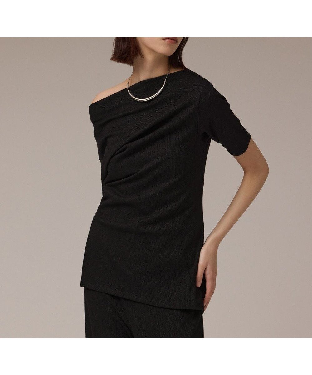 【グレース コンチネンタル/GRACE CONTINENTAL】のラメリブジャージトップ インテリア・キッズ・メンズ・レディースファッション・服の通販 founy(ファニー) 　ファッション　Fashion　レディースファッション　Fashion for Women　トップス・カットソー　Cut & Sew Tops　春　Spring　ストレッチ　Stretch, Stretchy Fabric　セットアップ　Set-Up, Coordinated Outfit　ドレープ　Drape, Draping Fabric　リュクス　Luxury, Elegant, High-End, Chic　S/S・春夏　SS, Spring/Summer, Warm Season　夏　Summer　ブラック|ID: prp329100004632058 ipo3291000000033334323