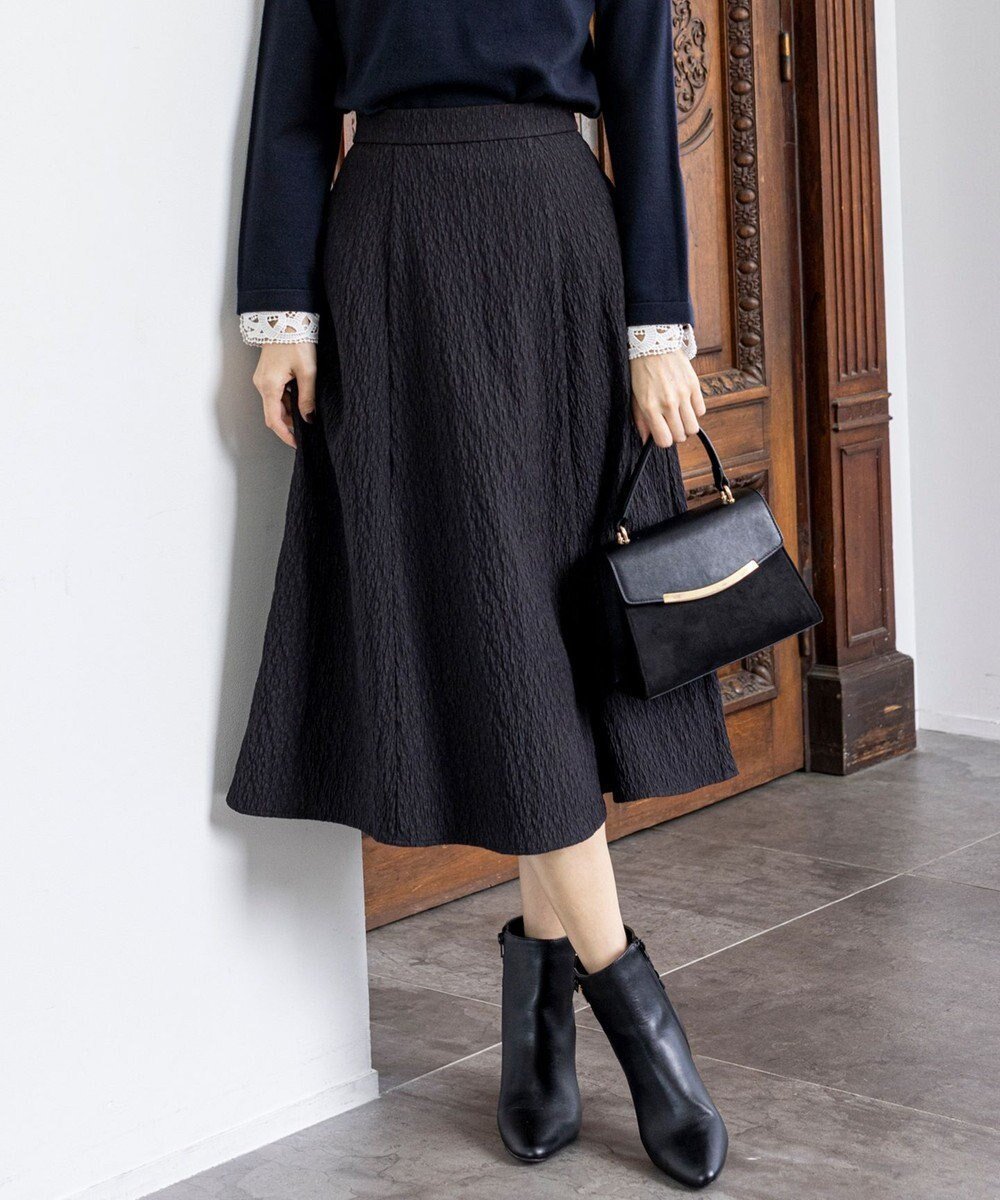 【エニィ スィス/any SiS】のジャカードフレア スカート インテリア・キッズ・メンズ・レディースファッション・服の通販 founy(ファニー) 　ファッション　Fashion　レディースファッション　Fashion for Women　スカート　Skirts　Aライン・フレアスカート　A-Line & Flared Skirts　おすすめ　Recommended / Our Picks　ジャカード／ジャガード　Jacquard, Woven Pattern　フェミニン　Feminine, Girly　フォーマル　Formal, Dressy　フレア　Flare, Flared　エレガント 上品　Elegant　新作・新入荷　New Arrivals / New In　A/W・秋冬　Autumn/Winter　ブラック|ID: prp329100004632098 ipo3291000000035546554