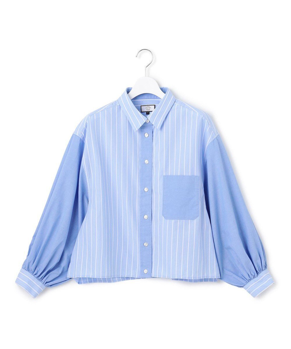 【ジェイプレスヨークストリート/J.PRESS YORK STREET】の【WOMEN】タイプライター ショートブラウス インテリア・キッズ・メンズ・レディースファッション・服の通販 founy(ファニー) 　ファッション　Fashion　レディースファッション　Fashion for Women　トップス・カットソー　Cut & Sew Tops　シャツ・ブラウス・オフィスカジュアル　Elegant Blouses & Button-Ups　カーゴパンツ　Cargo Pants, Utility Pants　ギャザー　Gathered, Ruffled　ショート　Short, Short Length　シンプル　Simple, Minimal　スラックス　Slacks, Dress Pants　スリーブ　Sleeve, Long Sleeve / Short Sleeve　タイトスカート　Pencil Skirt, Tight Skirt　タイプライター　Typewriter Fabric, Crisp Cotton　ドレープ　Drape, Draping Fabric　なめらか　Smooth, Silky Texture　バランス　Balance, Style Balance　ボトム　Bottoms, Lower Wear　無地　Plain, Solid Color　A/W・秋冬　Autumn/Winter　エレガント 上品　Elegant　サックスブルー系1|ID: prp329100004632112 ipo3291000000033334614