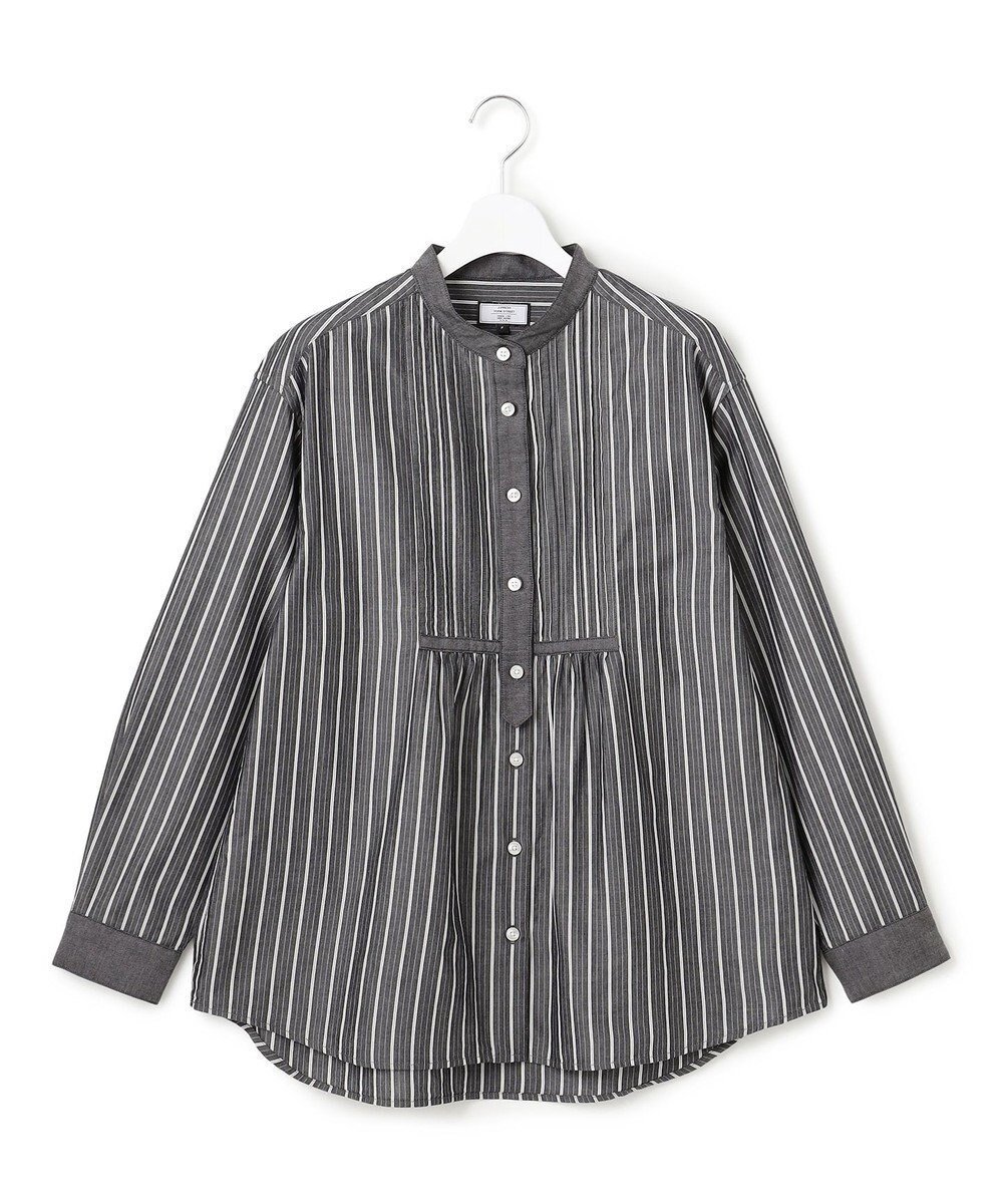 【ジェイプレスヨークストリート/J.PRESS YORK STREET】の【WOMEN】コットンタイプライターストライプ ブラウス インテリア・キッズ・メンズ・レディースファッション・服の通販 founy(ファニー) 　ファッション　Fashion　レディースファッション　Fashion for Women　トップス・カットソー　Cut & Sew Tops　シャツ・ブラウス・オフィスカジュアル　Elegant Blouses & Button-Ups　カーゴパンツ　Cargo Pants, Utility Pants　クラシカル　Classical, Vintage-Inspired　スラックス　Slacks, Dress Pants　ダウン　Down, Puffer　チェック　Check, Plaid, Tartan　デニム　Denim, Jeans Material　ドレス　Dress, One-Piece　ドレープ　Drape, Draping Fabric　定番　Standard, Basic Item　なめらか　Smooth, Silky Texture　バランス　Balance, Style Balance　フロント　Front, Front Design　モダン　Modern, Contemporary　ヨーク　Yoke, Yoke Design　リラックス　Relax, Relaxed Fit　A/W・秋冬　Autumn/Winter　エレガント 上品　Elegant　ブラック系1|ID: prp329100004632122 ipo3291000000033334665