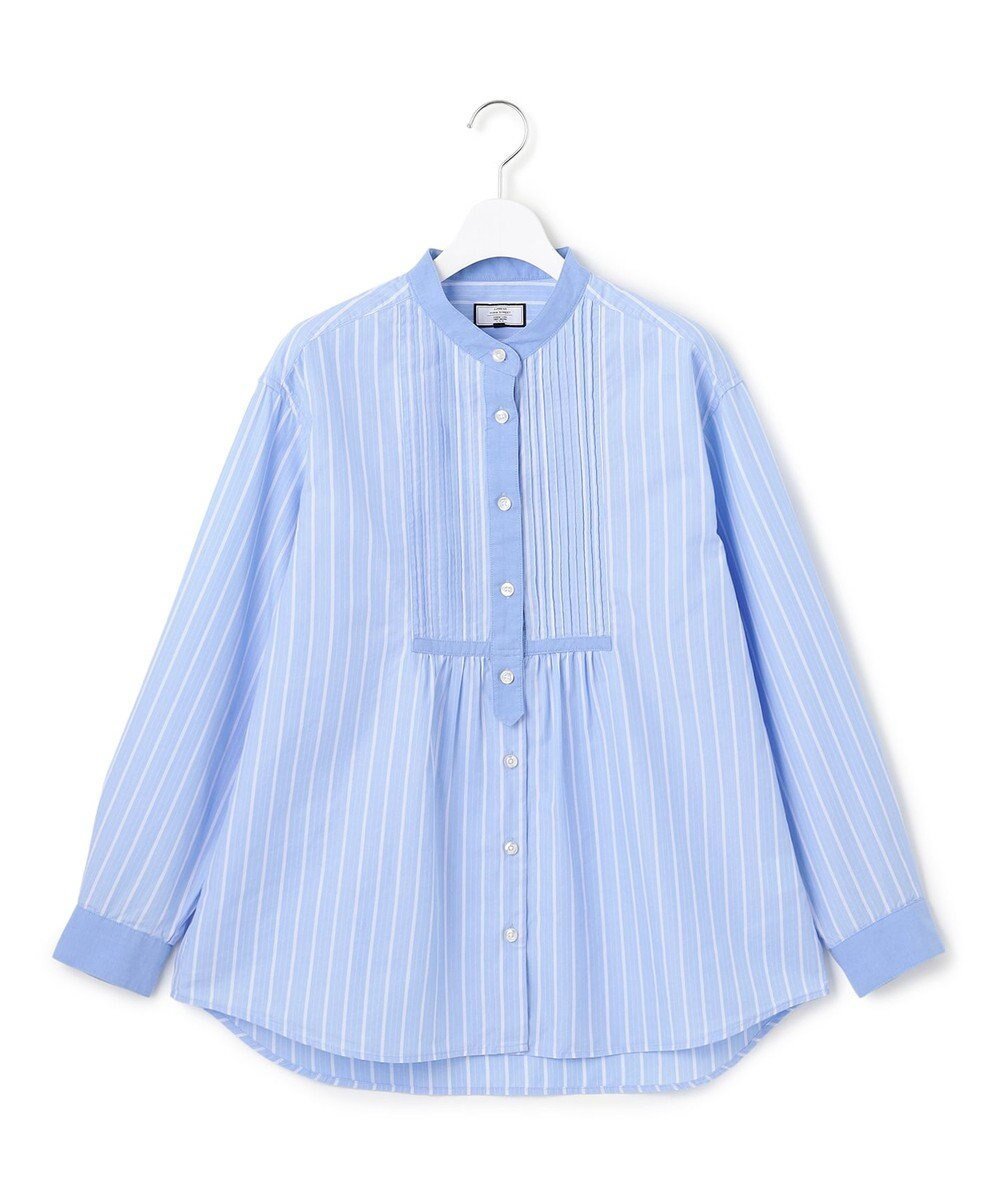 【ジェイプレスヨークストリート/J.PRESS YORK STREET】の【WOMEN】コットンタイプライターストライプ ブラウス インテリア・キッズ・メンズ・レディースファッション・服の通販 founy(ファニー) 　ファッション　Fashion　レディースファッション　Fashion for Women　トップス・カットソー　Cut & Sew Tops　シャツ・ブラウス・オフィスカジュアル　Elegant Blouses & Button-Ups　カーゴパンツ　Cargo Pants, Utility Pants　クラシカル　Classical, Vintage-Inspired　スラックス　Slacks, Dress Pants　ダウン　Down, Puffer　チェック　Check, Plaid, Tartan　デニム　Denim, Jeans Material　ドレス　Dress, One-Piece　ドレープ　Drape, Draping Fabric　定番　Standard, Basic Item　なめらか　Smooth, Silky Texture　バランス　Balance, Style Balance　フロント　Front, Front Design　モダン　Modern, Contemporary　ヨーク　Yoke, Yoke Design　リラックス　Relax, Relaxed Fit　A/W・秋冬　Autumn/Winter　エレガント 上品　Elegant　サックスブルー系1|ID: prp329100004632122 ipo3291000000033334674