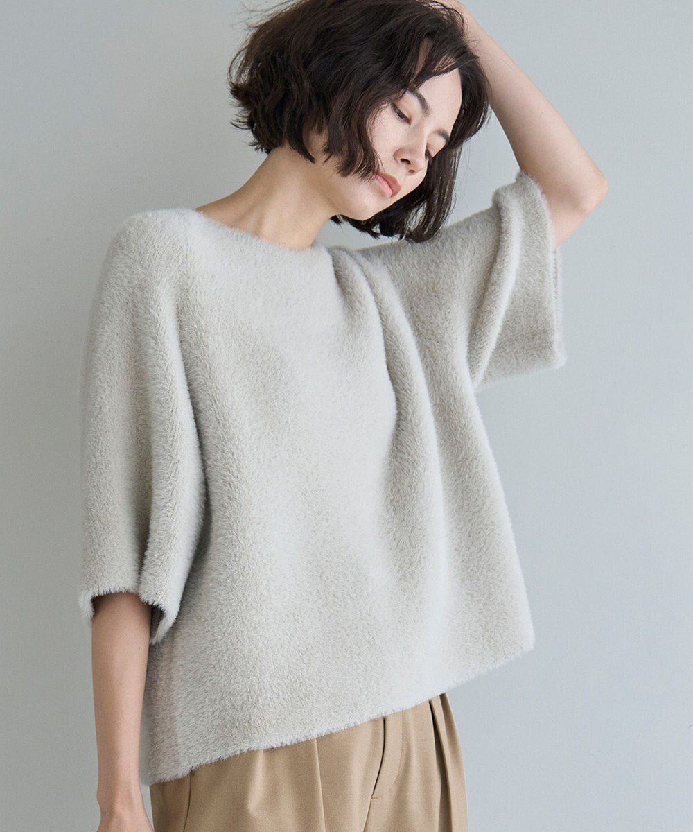【アンフィーロ 自由区/UNFILO】のナイロンシャギー ハーフスリーブプルオーバー インテリア・キッズ・メンズ・レディースファッション・服の通販 founy(ファニー) 　ファッション　Fashion　レディースファッション　Fashion for Women　トップス・カットソー　Cut & Sew Tops　ニット　Knit Tops & Sweaters　カジュアルプルオーバー・ニットトップス　Pullovers & Knit Tops / Casual Pullovers　ウォッシャブル　Machine Washable　セーター　Sweater, Knitwear　リラックス　Relax, Relaxed Fit　エレガント 上品　Elegant　秋　Autumn　A/W・秋冬　Autumn/Winter　グレージュ|ID: prp329100004633090 ipo3291000000033347215