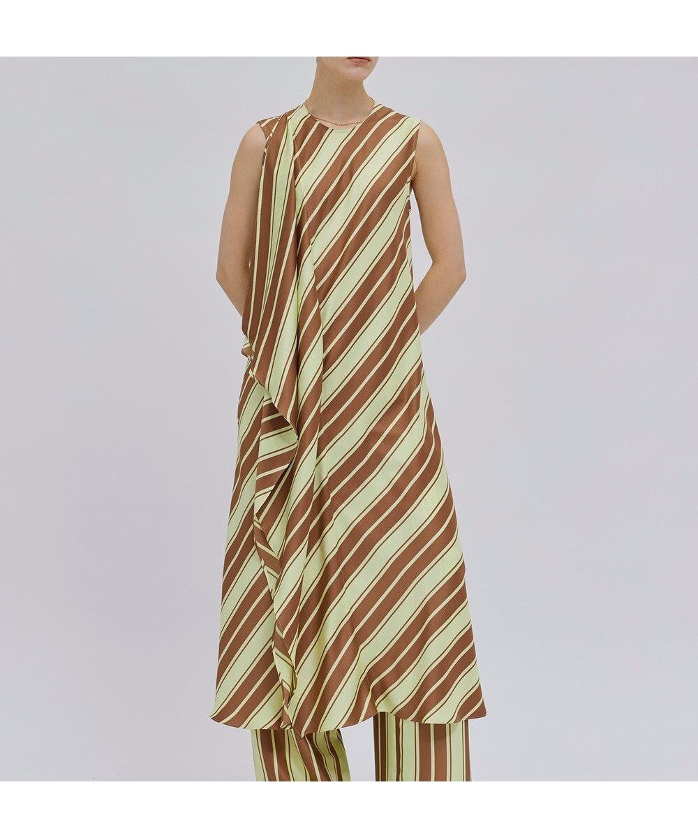 【ベイジ,/BEIGE,】の【洗える】GUILLABERT / ノースリーブドレス インテリア・キッズ・メンズ・レディースファッション・服の通販 founy(ファニー) 　ファッション　Fashion　レディースファッション　Fashion for Women　ワンピース　Dresses　フォーマル・パーティードレス・結婚式用ドレス　Elegant & Casual Dresses　ツイル　Twist, Twisted Detail　ドレス　Dress, One-Piece　ノースリーブ　Sleeveless, No-Sleeve　フリル　Frill, Ruffle　プリント　Print, Printed Pattern　ビジネス 仕事 通勤　Business / Work / Commuting　夏　Summer　春　Spring　S/S・春夏　SS, Spring/Summer, Warm Season　洗える　Machine Washable　無地　Plain, Solid Color　Lime×Camel|ID: prp329100004633174 ipo3291000000033348428