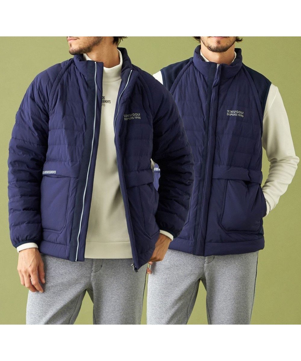 【23区 ゴルフ/23区GOLF / MEN】の【MEN】【防風/撥水/ストレッチ】【袖取り外しで2WAY】キルティング ブルゾン 人気、トレンドファッション・服の通販 founy(ファニー) 　ファッション　Fashion　メンズファッション　Fashion for Men　アウター　Men's Coats Outerwear　ブルゾンジャケット / カジュアルアウター　Bomber Jackets & Blousons　アウトドア　Outdoor Clothing　キルティング　Quilted, Quilting　グラフィック　Graphic, Graphic Design　今季　This Season, Current Season　ジャケット　Jacket, Outerwear　ストレッチ　Stretch, Stretchy Fabric　スポーティ　Sporty, Casual Athletic　タフタ　Taffeta, Structured Fabric　ブルゾン　Blouson, Bomber Jacket　ベスト　Vest, Waistcoat　ポケット　Pocket, Pocket Detail　冬　Winter / This Winter　A/W・秋冬　Autumn/Winter　旅行　Travel　 other-1|ID: prp329100004633635 ipo3291000000033357020