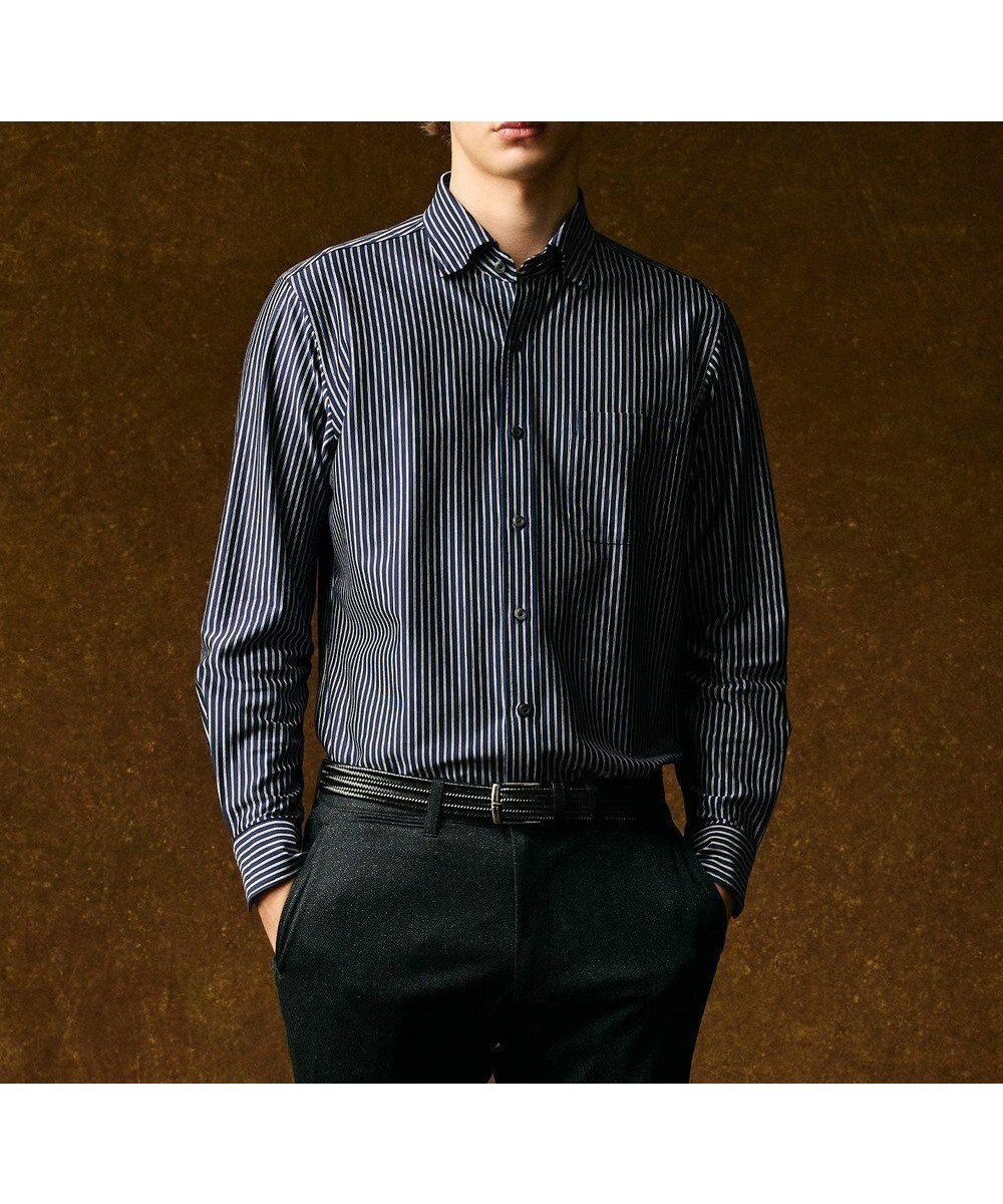 【ジョセフ アブード/JOSEPH ABBOUD / MEN】の【綿100%・自然なストレッチ】マイクロストライプジャージー シャツ インテリア・キッズ・メンズ・レディースファッション・服の通販 founy(ファニー) ファッション Fashion メンズファッション Fashion for Men トップス・カットソー Cut & Sew Tops メンズシャツ Shirts インナー Innerwear ジャケット Jacket, Outerwear ストライプ Stripe, Striped Pattern ストレッチ Stretch, Stretchy Fabric スラックス Slacks, Dress Pants デニム Denim, Jeans Material バランス Balance, Style Balance A/W・秋冬 Autumn/Winter おすすめ Recommended / Our Picks エレガント 上品 Elegant ネイビー系1|ID: prp329100004633641 ipo3291000000033640243