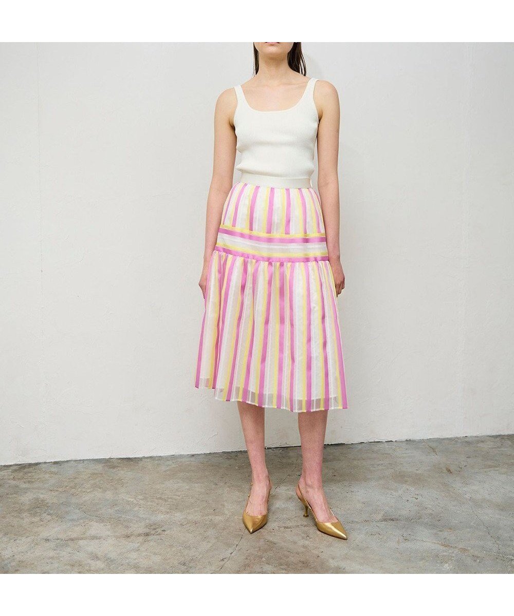 【グレース コンチネンタル/GRACE CONTINENTAL】のマルチシアーストライプスカート インテリア・キッズ・メンズ・レディースファッション・服の通販 founy(ファニー) ファッション Fashion レディースファッション Fashion for Women スカート Skirts シアー Sheer, See-Through ティアード Tiered, Tiered Style リゾート Resort, Vacation Style リボン Ribbon, Bow 今夏 This Summer 夏 Summer 春 Spring S/S・春夏 SS, Spring/Summer, Warm Season ピンク|ID: prp329100004633657 ipo3291000000034628960