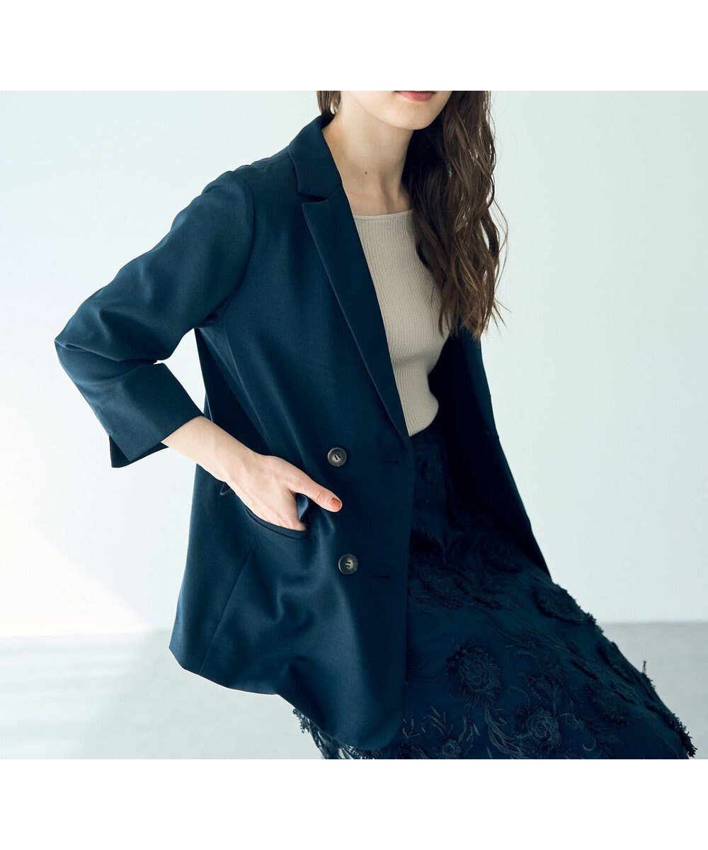 【イェッカ ヴェッカ/YECCA VECCA】のダブルブレストジャケット インテリア・キッズ・メンズ・レディースファッション・服の通販 founy(ファニー) 　ファッション　Fashion　レディースファッション　Fashion for Women　アウター　Coat / Outerwear Collection　レディースジャケット・軽アウター　Jackets　テーラードジャケット / 通勤・きれいめスタイル　Tailored Jackets & Blazers　ジャケット　Jacket, Outerwear　スリット　Slit, Slit Detail　ダブル　Double, Double-Breasted　フォーマル　Formal, Dressy　ポケット　Pocket, Pocket Detail　ロング　Long, Long-Length　夏　Summer　春　Spring　S/S・春夏　SS, Spring/Summer, Warm Season　軽量　Lightweight, Ultra Light　Navy|ID: prp329100004633671 ipo3291000000033553102