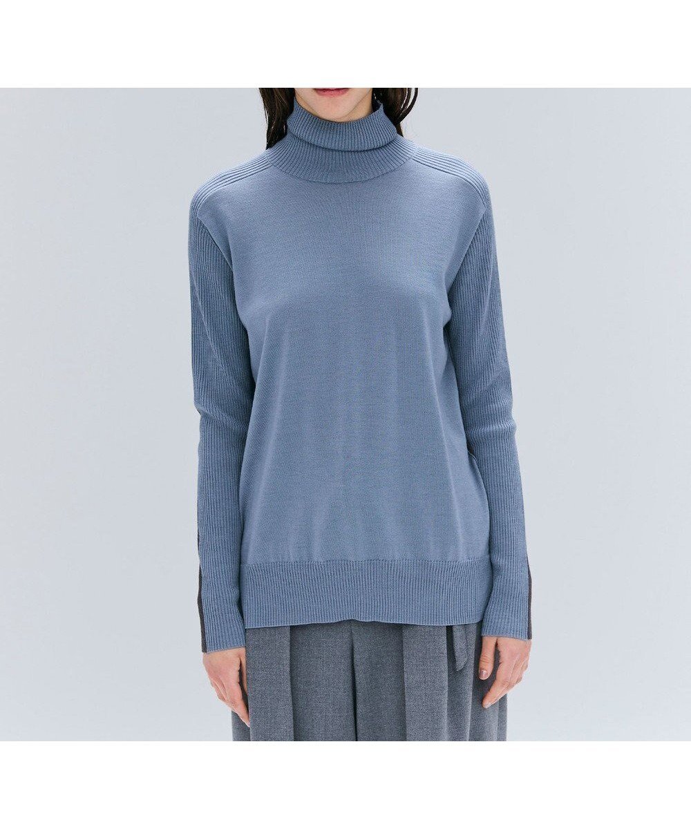 【ベイジ,/BEIGE,】の【洗える】LA MONNAIE / バイカラーウールタートルニット インテリア・キッズ・メンズ・レディースファッション・服の通販 founy(ファニー) 　ファッション　Fashion　レディースファッション　Fashion for Women　トップス・カットソー　Cut & Sew Tops　ニット　Knit Tops & Sweaters　インナー　Innerwear　エレガント 上品　Elegant　洗える　Machine Washable　ジャケット　Jacket, Outerwear　スリット　Slit, Slit Detail　セーター　Sweater, Knitwear　タートルネック　Turtleneck, High Neck　定番　Standard, Basic Item　人気　Popular, Best Seller　フィット　Fit, Slim Fit　ブロック　Block, Solid Block Pattern　ボトム　Bottoms, Lower Wear　ロング　Long, Long-Length　A/W・秋冬　Autumn/Winter　おすすめ　Recommended / Our Picks　ビジネス 仕事 通勤　Business / Work / Commuting　Dull Blue × Warm Gray|ID: prp329100004633782 ipo3291000000033359543